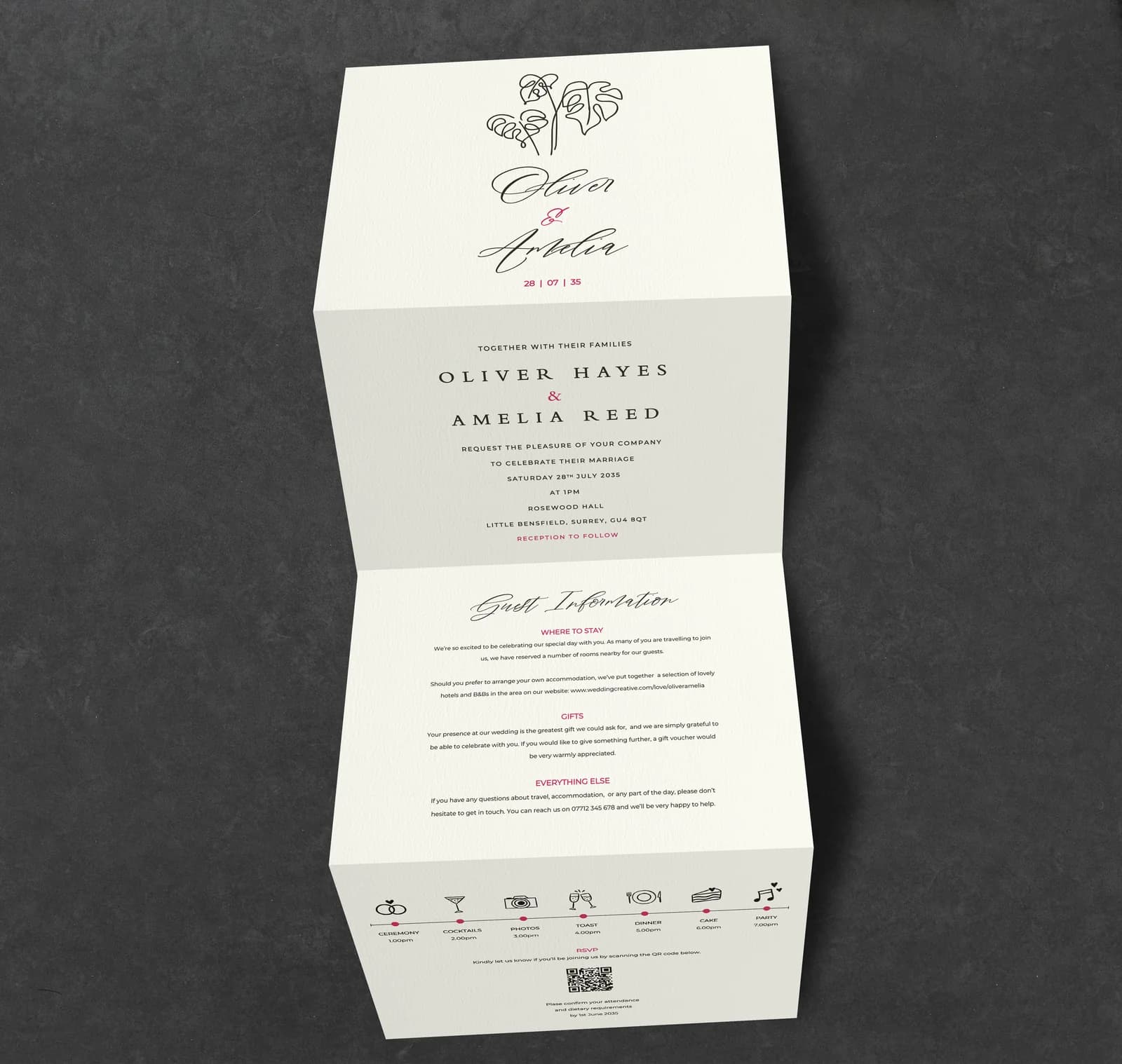 Beach Concertina Invitation — invitation wedding stationery