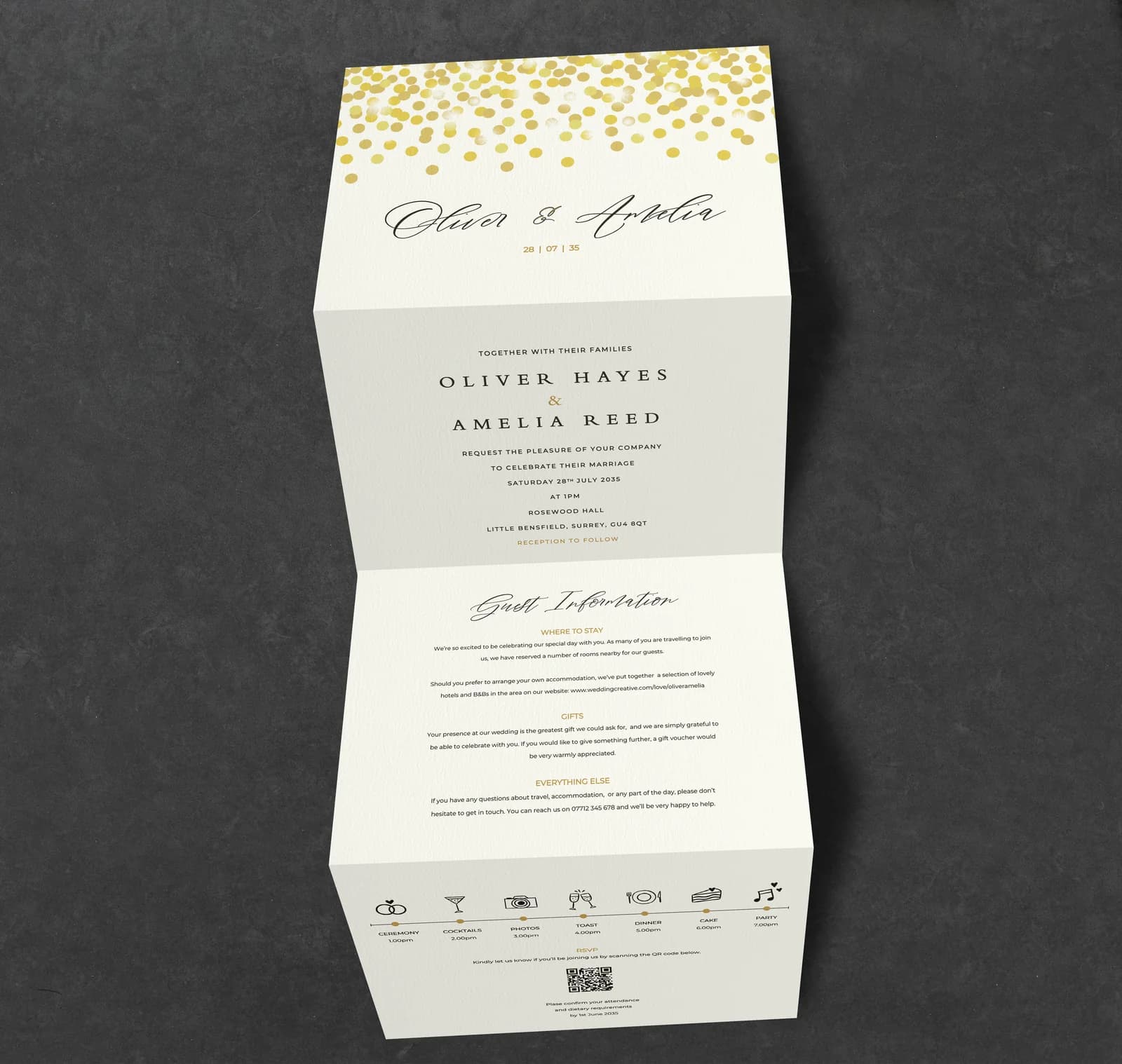 Confetti Concertina Invitation — invitation wedding stationery