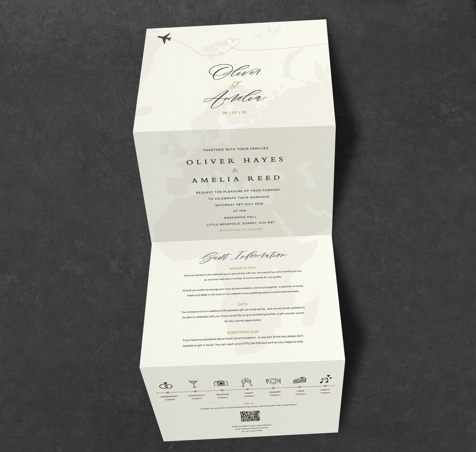 Destination Concertina Invitation — invitation wedding stationery