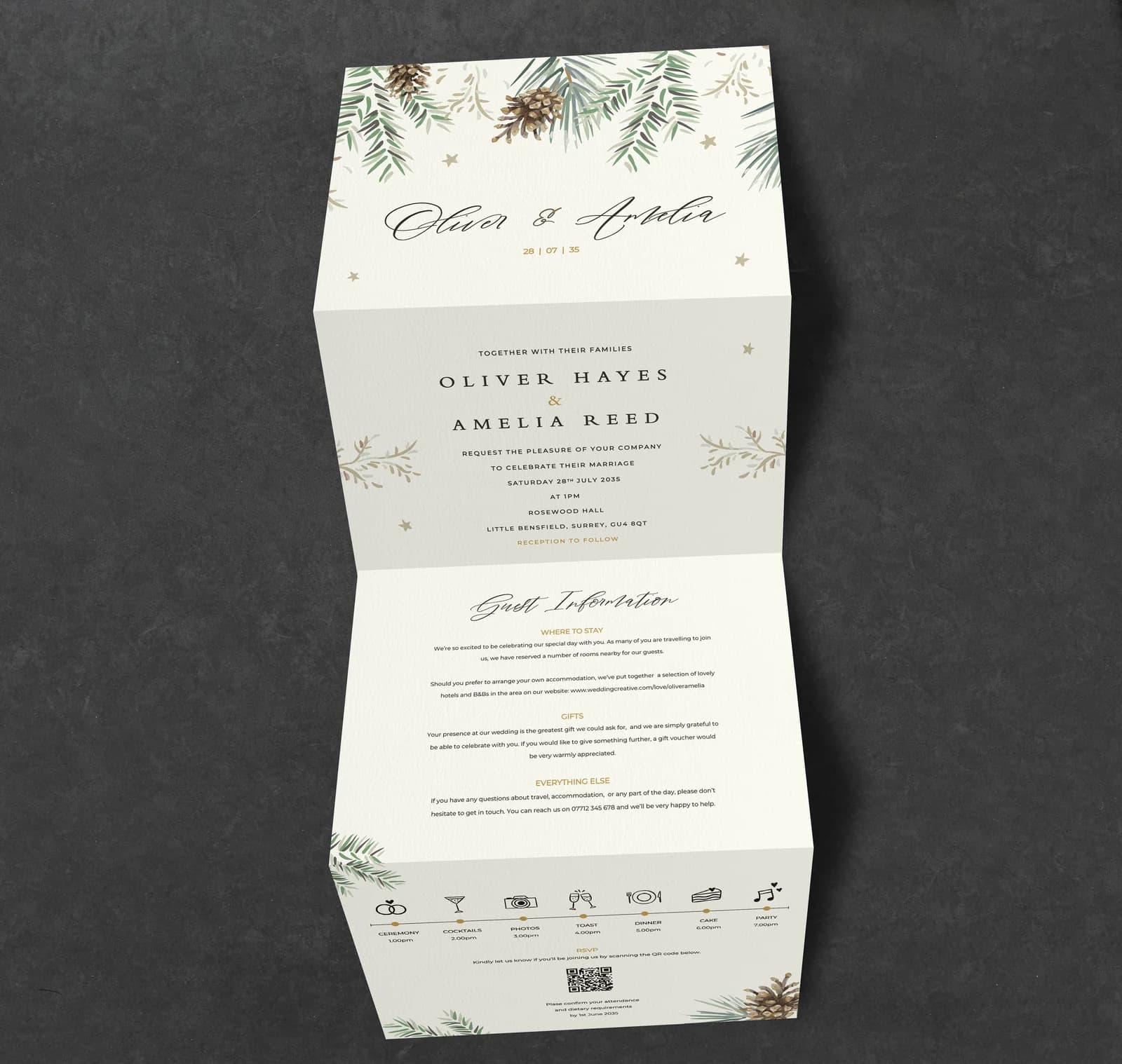 Tis The Season Concertina — invitation wedding stationery
