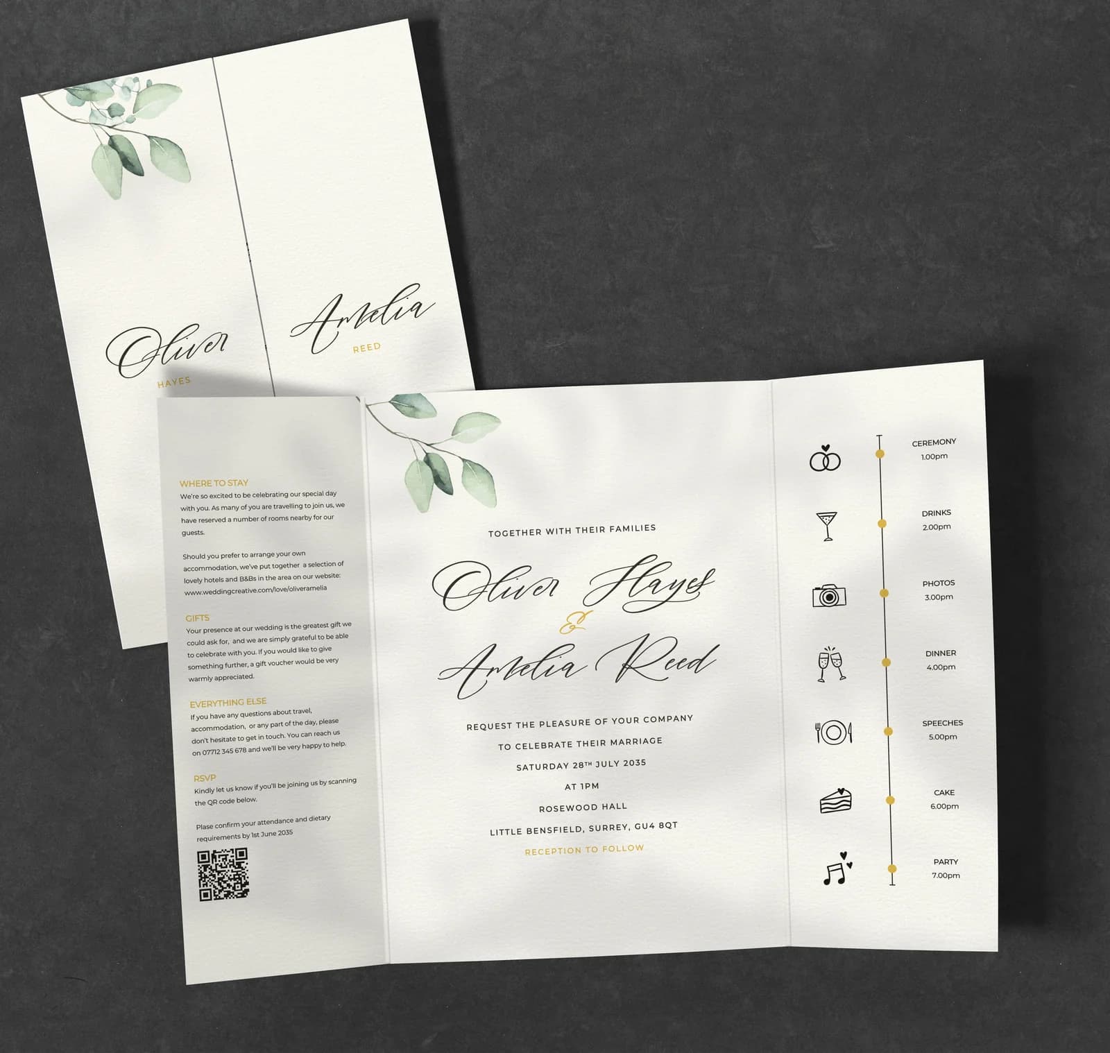 Argyle Apple Gatefold — invitation wedding stationery