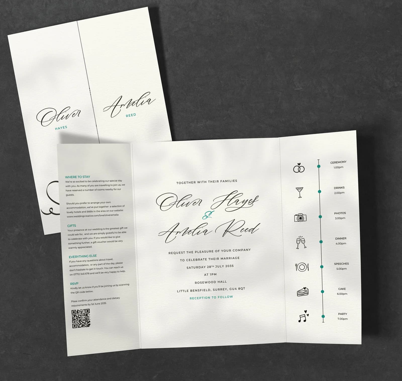 Calligraphy Gatefold Invitation — invitation wedding stationery