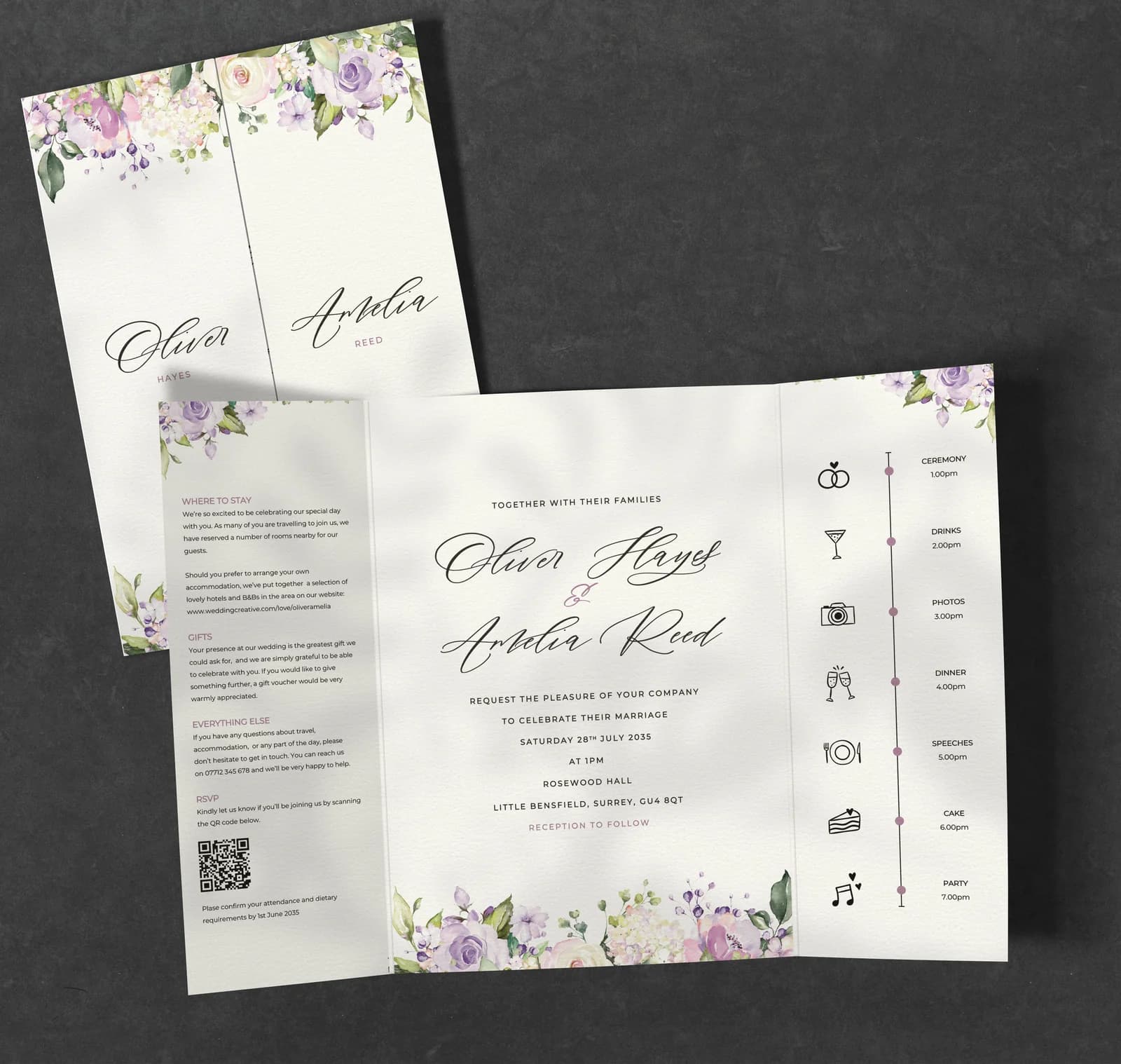 Lilac Floral Gatefold