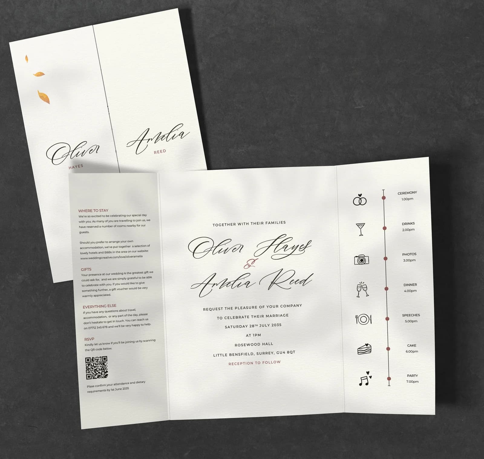 October Gatefold Invitation — invitation wedding stationery