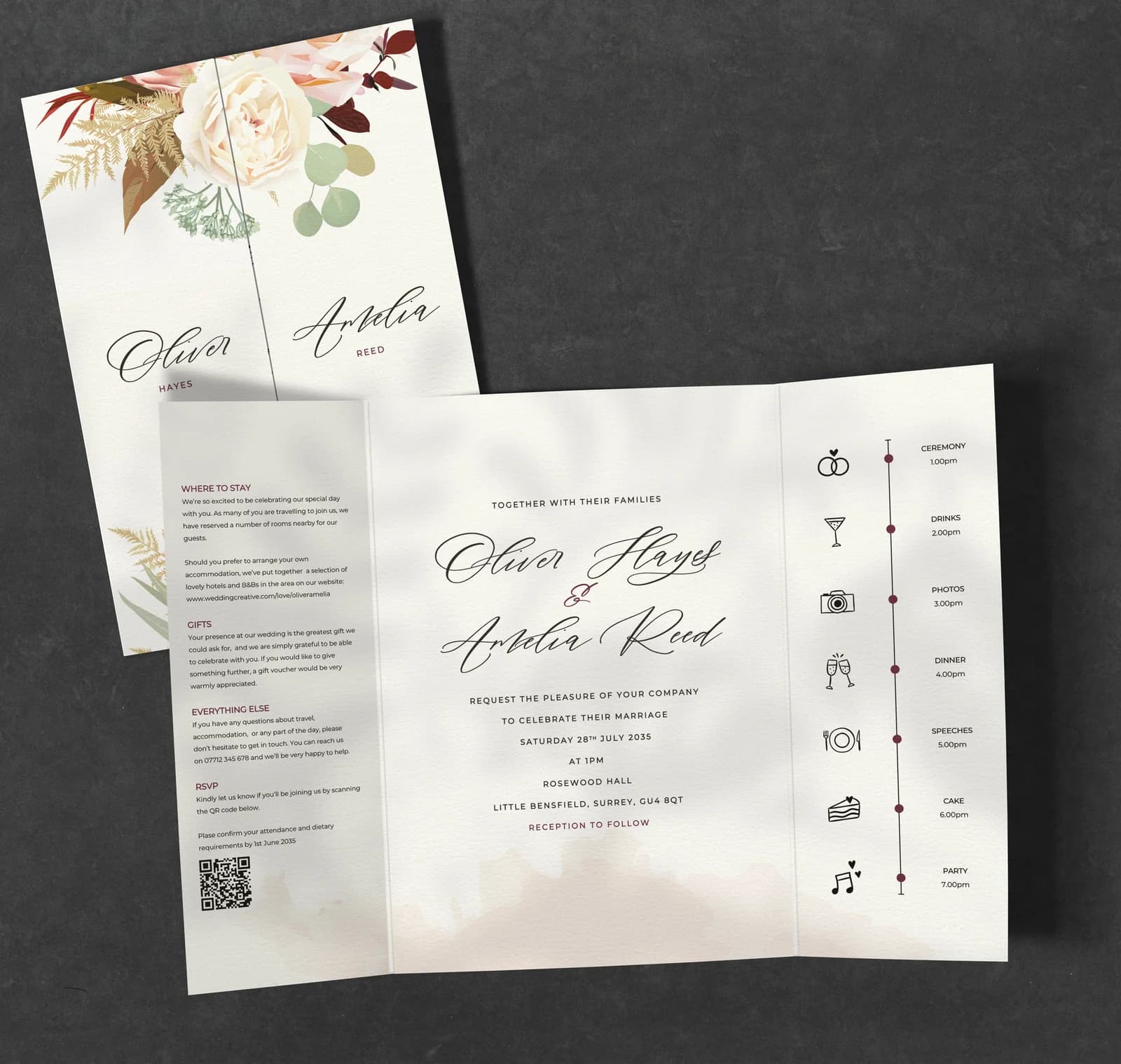 Potpourri Gatefold Invitation — invitation wedding stationery