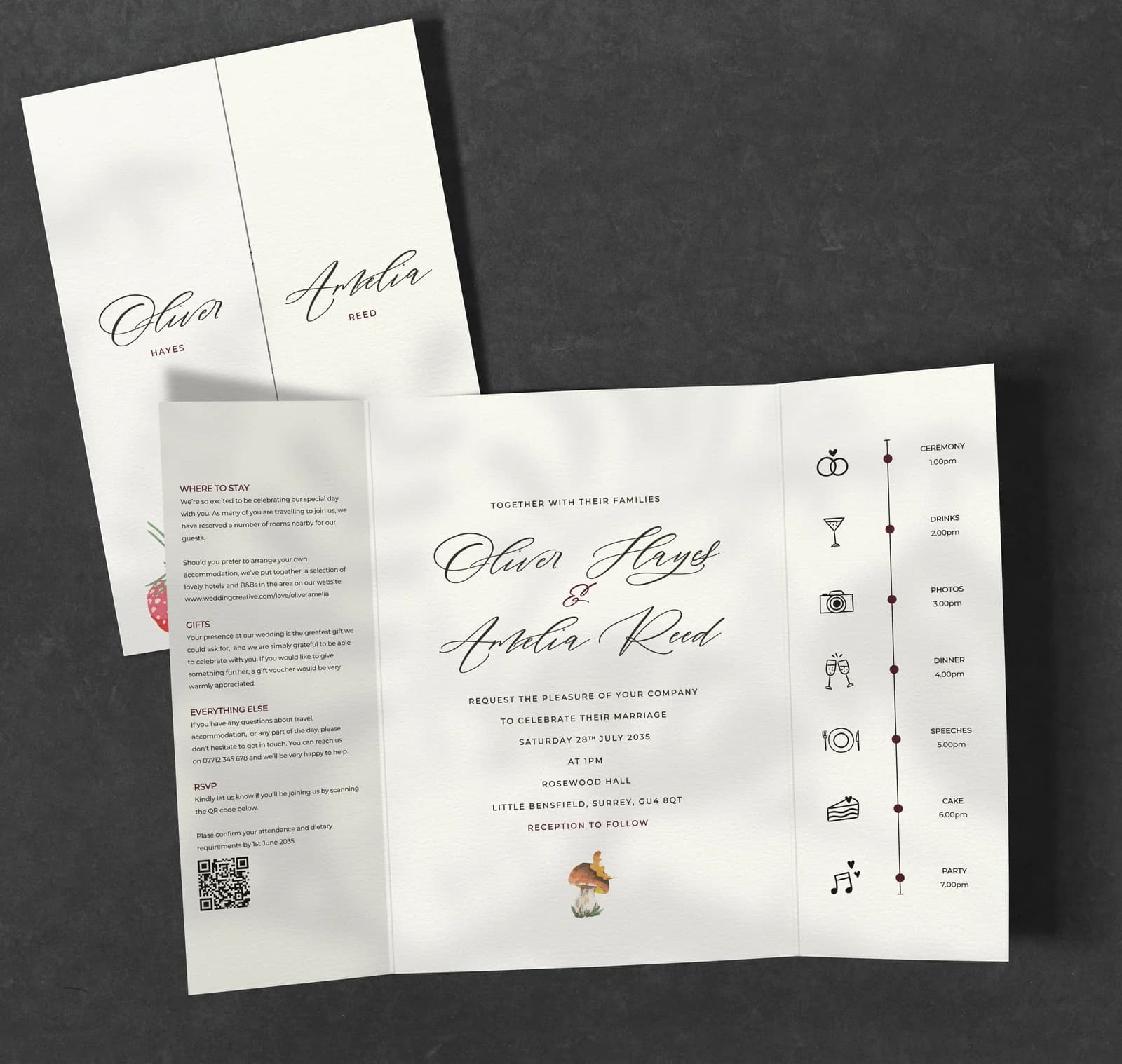 Woodland Gatefold Invitation — invitation wedding stationery