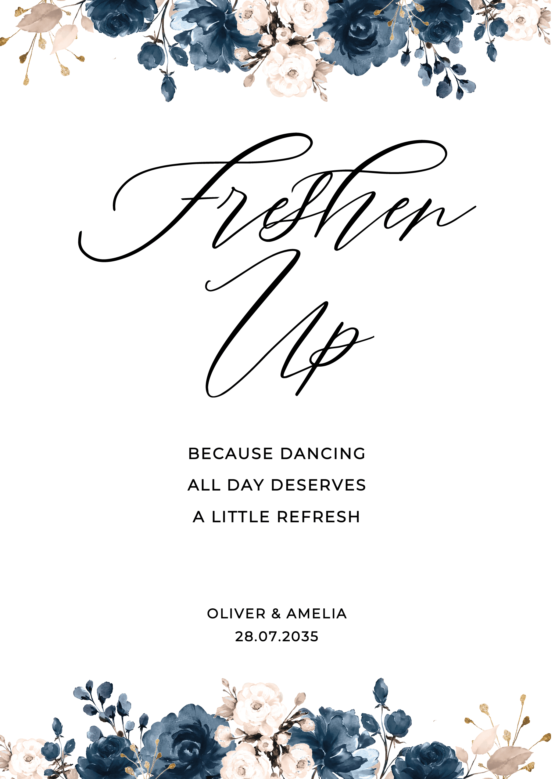 Blue Flowers Wedding Day Signs — main image