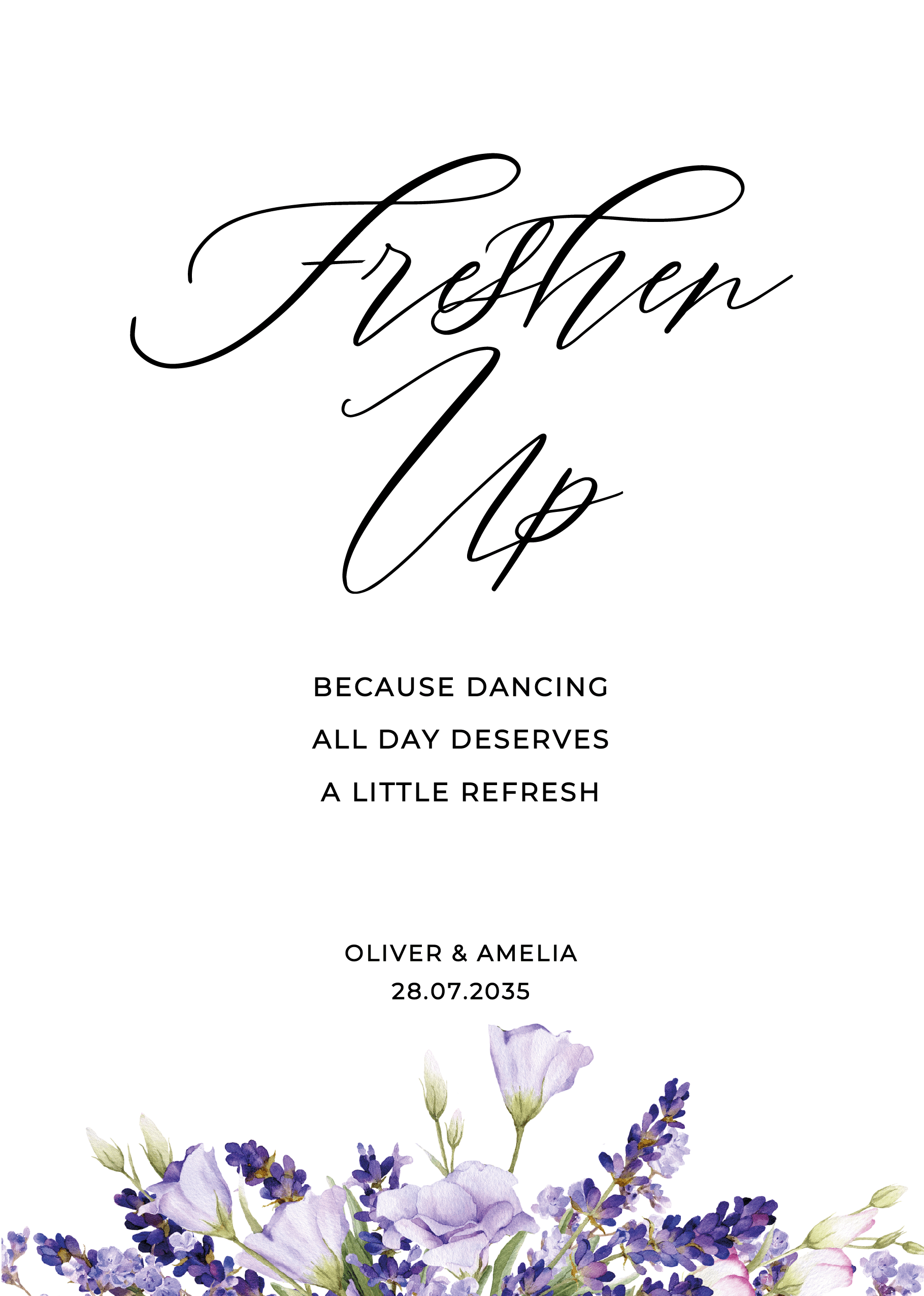 Lavender Wedding Day Signs — on the day wedding stationery