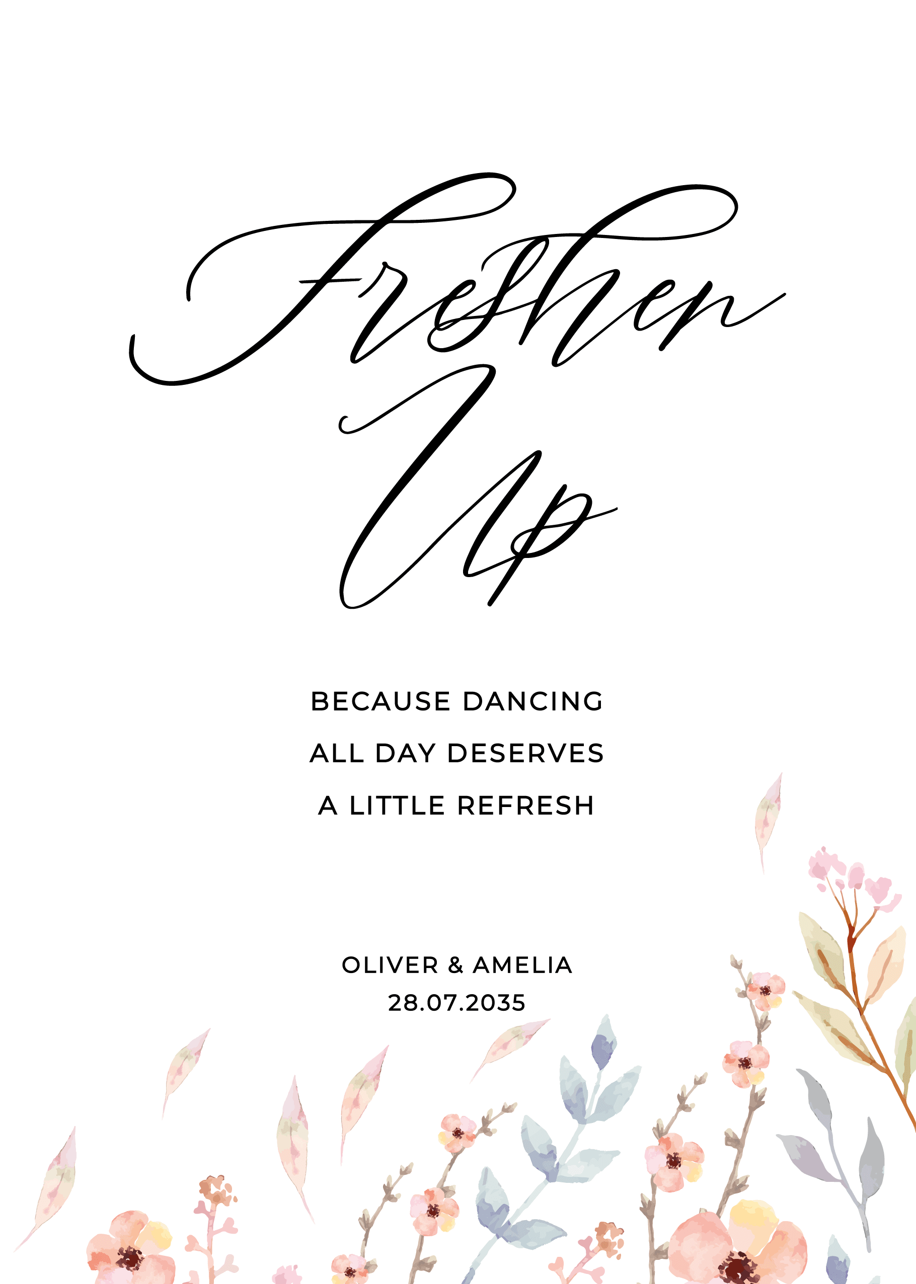 Peach Floral Wedding Day Signs — main image