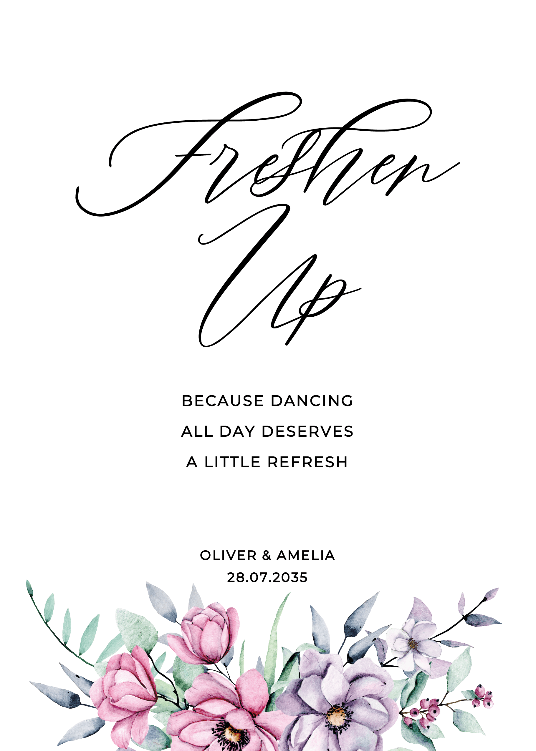 Pink & Purple Floral Wedding Day Signs — on the day wedding stationery