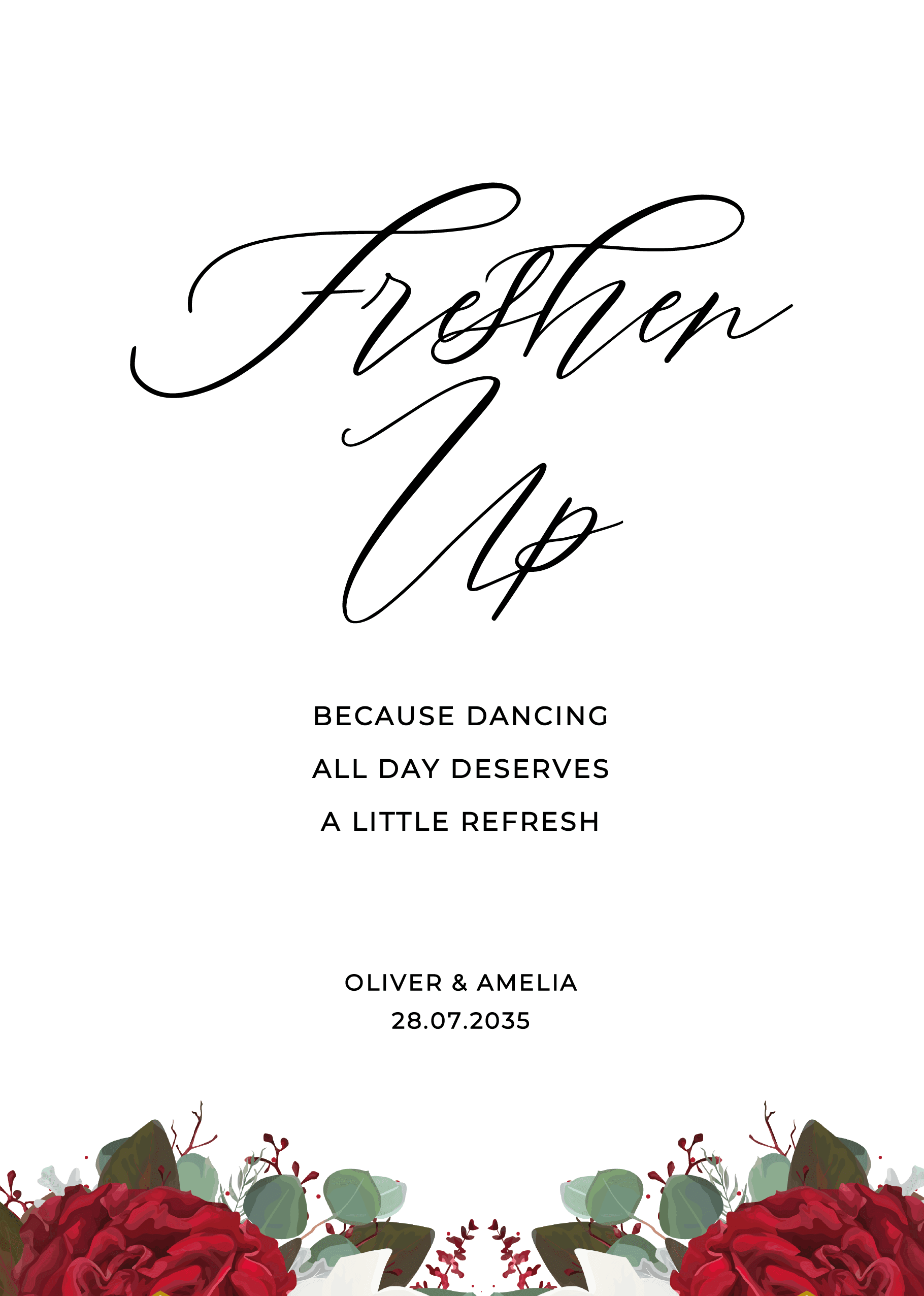 Red Floral Wedding Day Signs — main image