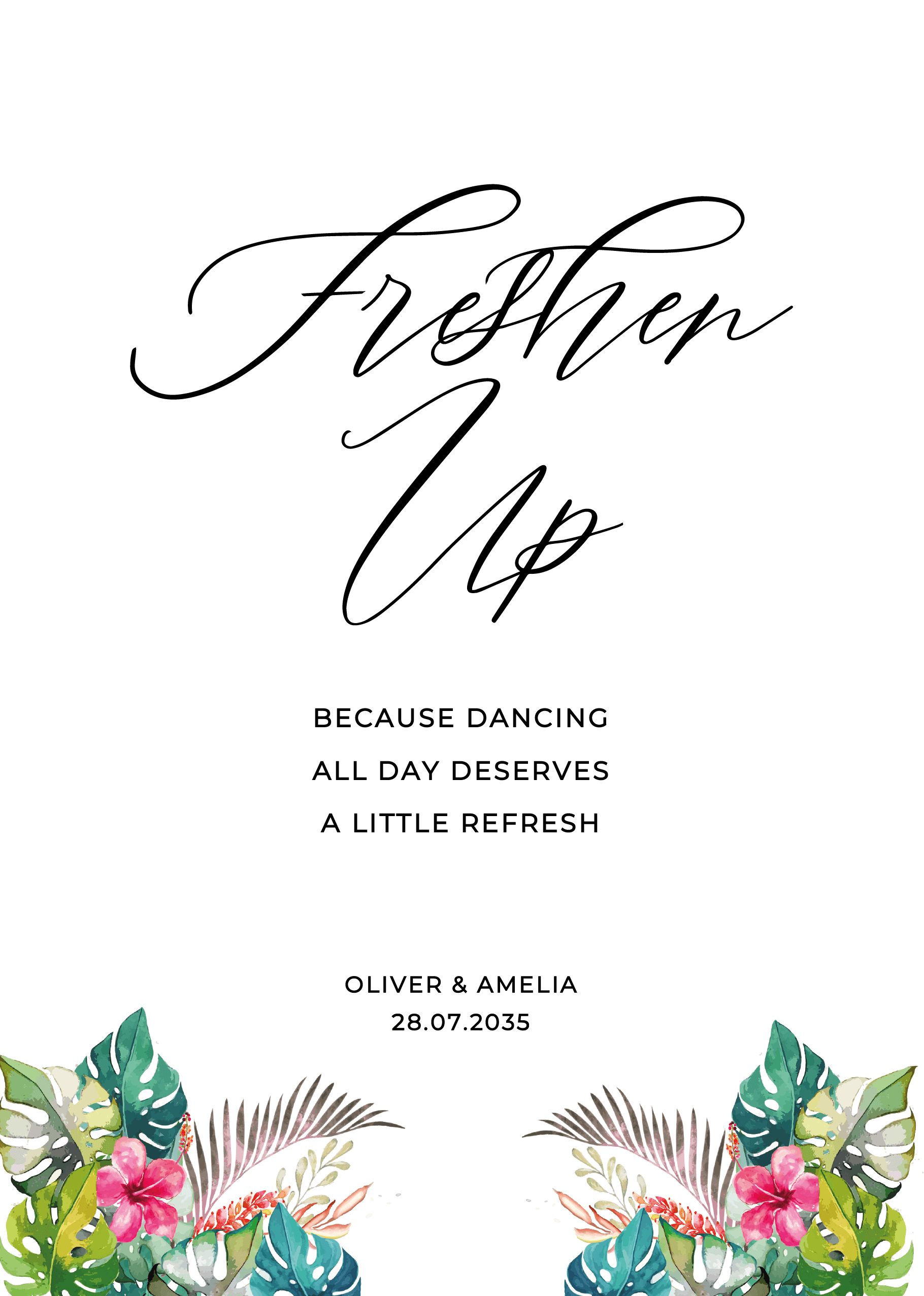 Tropical Wedding Day Signs — on the day wedding stationery