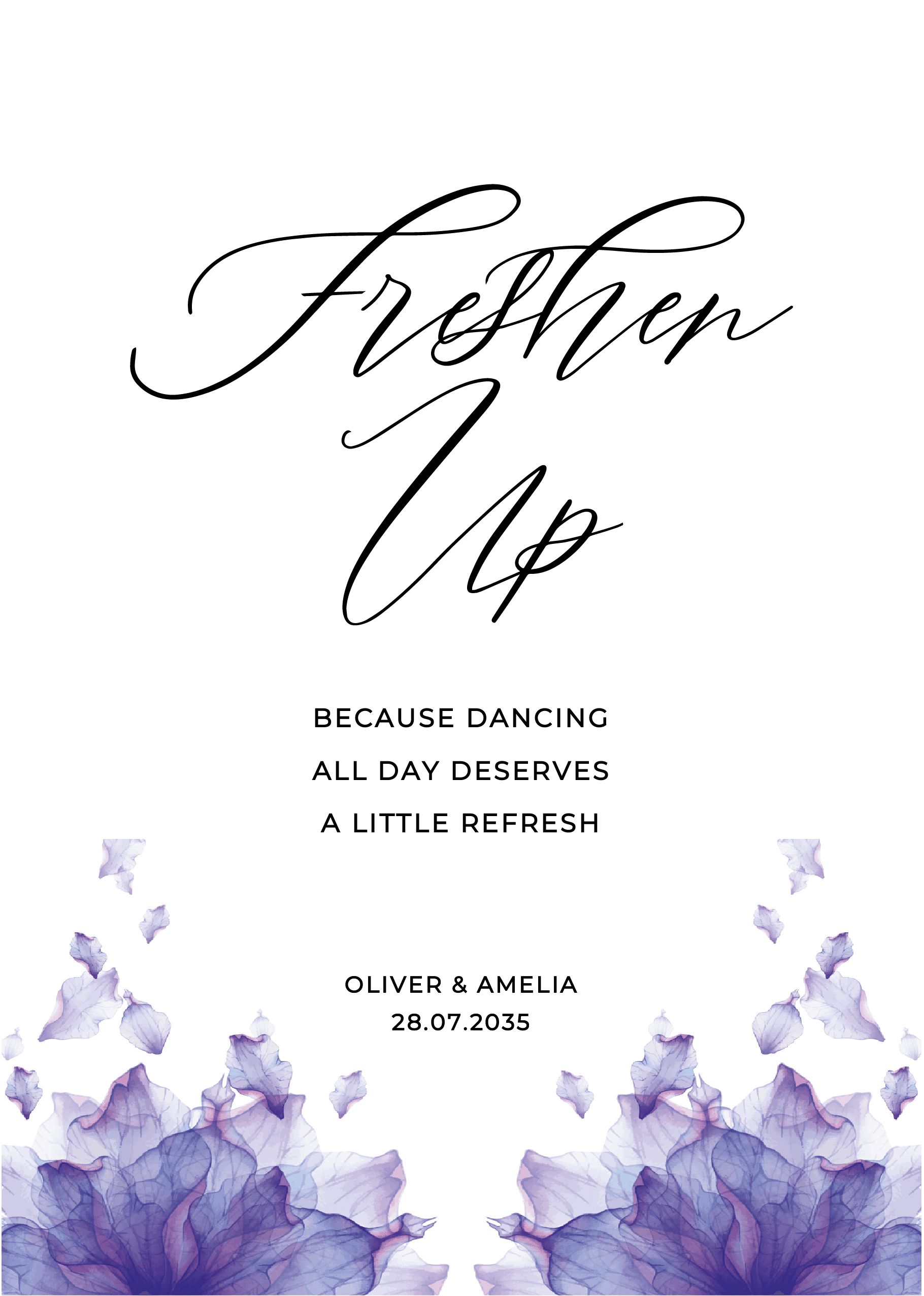 Violet Wedding Day Signs — on the day wedding stationery