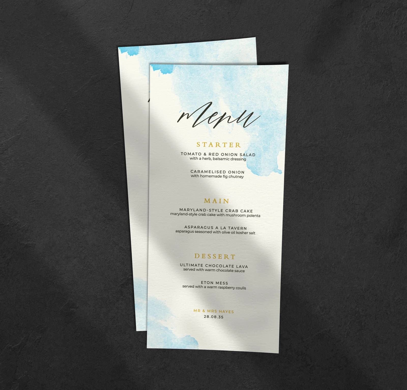 Blue Watercolour Menu