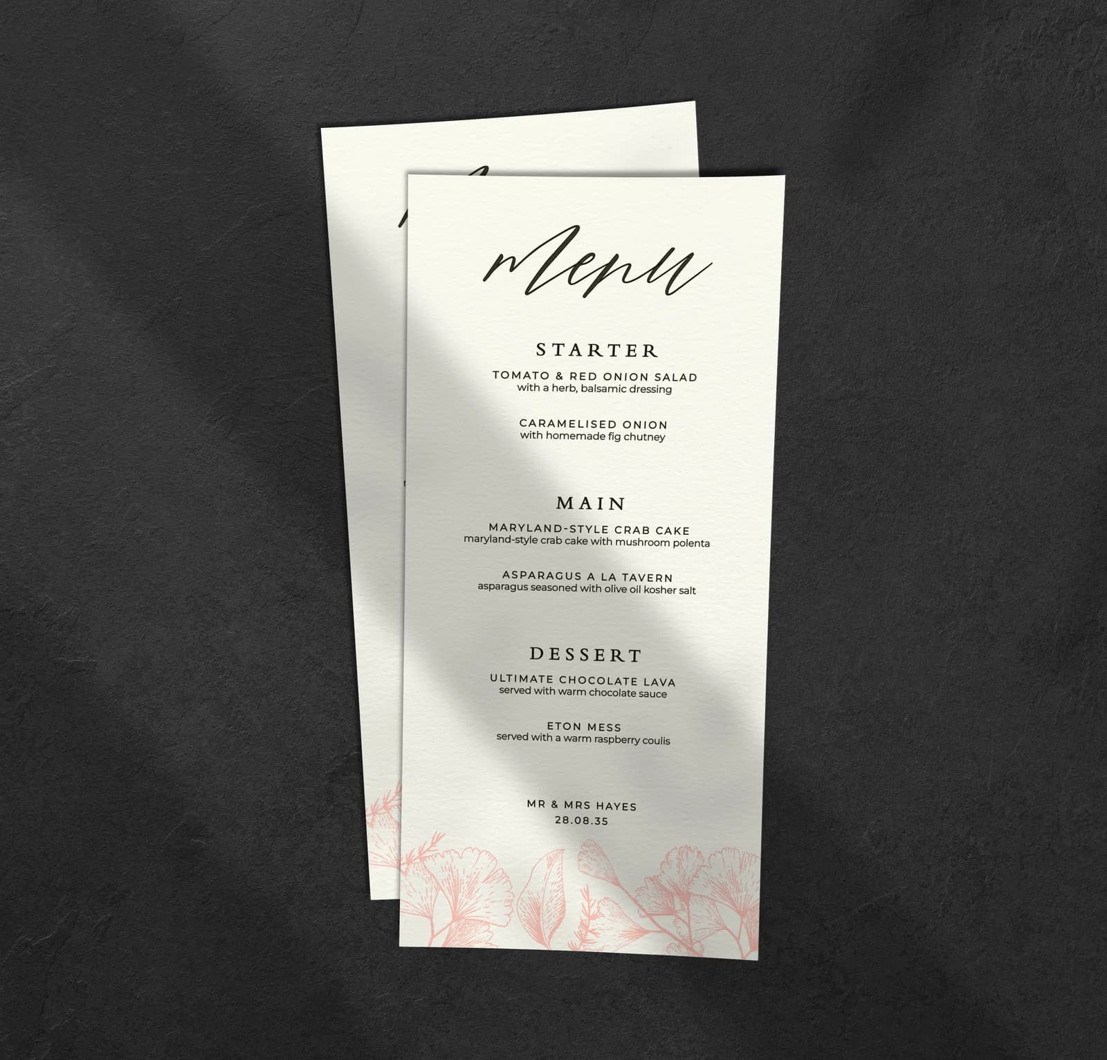 Pink Lace Menu
