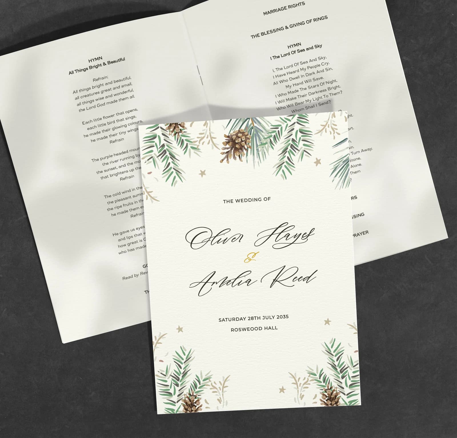 Tis The Season Order of Service — on the day wedding stationery