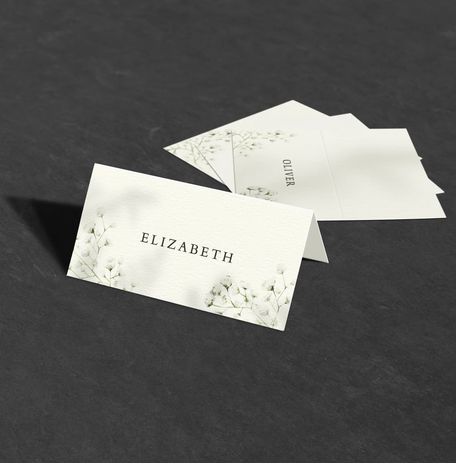 Gypsophila Place Card — on the day wedding stationery