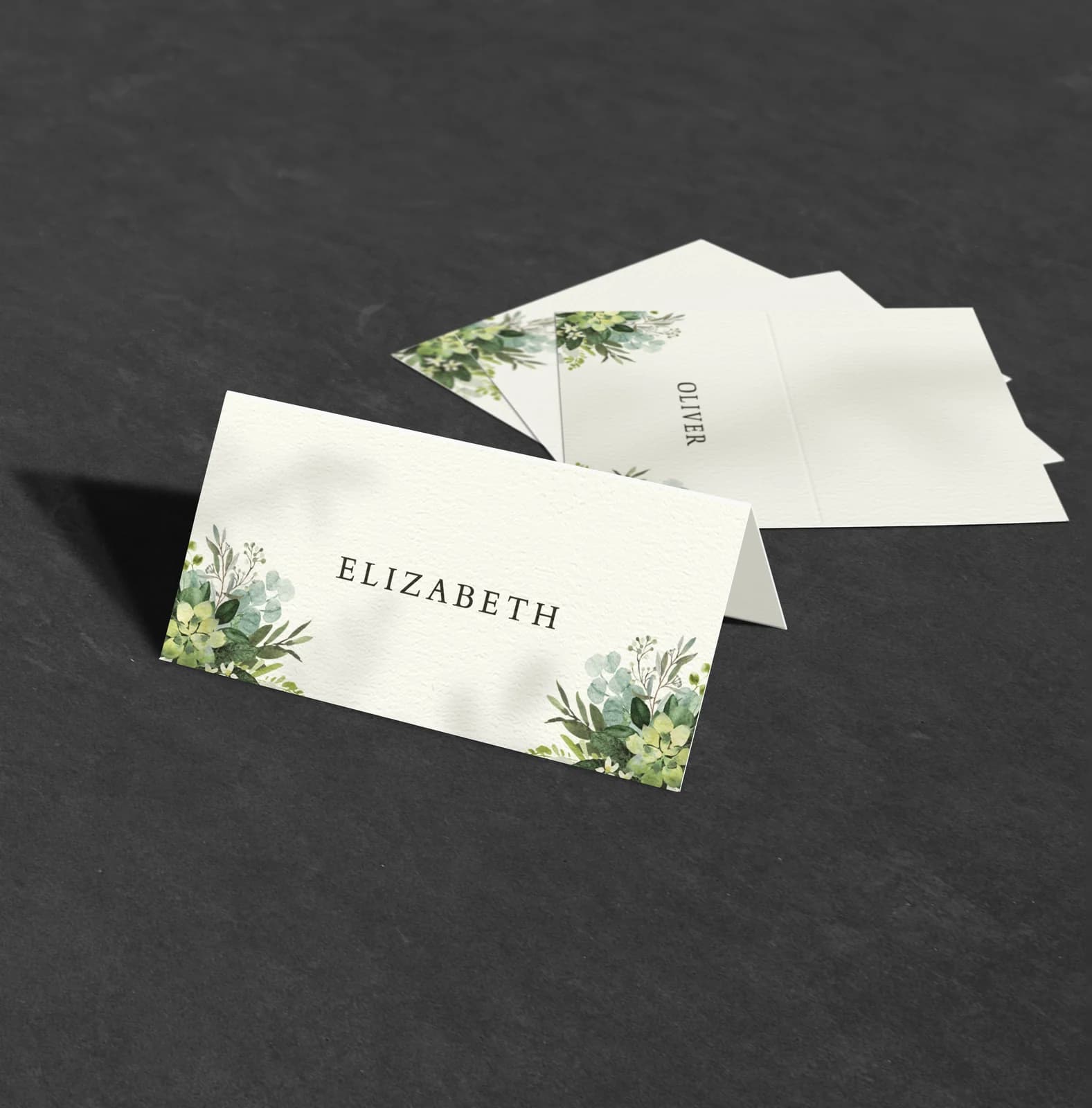 Blue Corner Place Card — on the day wedding stationery