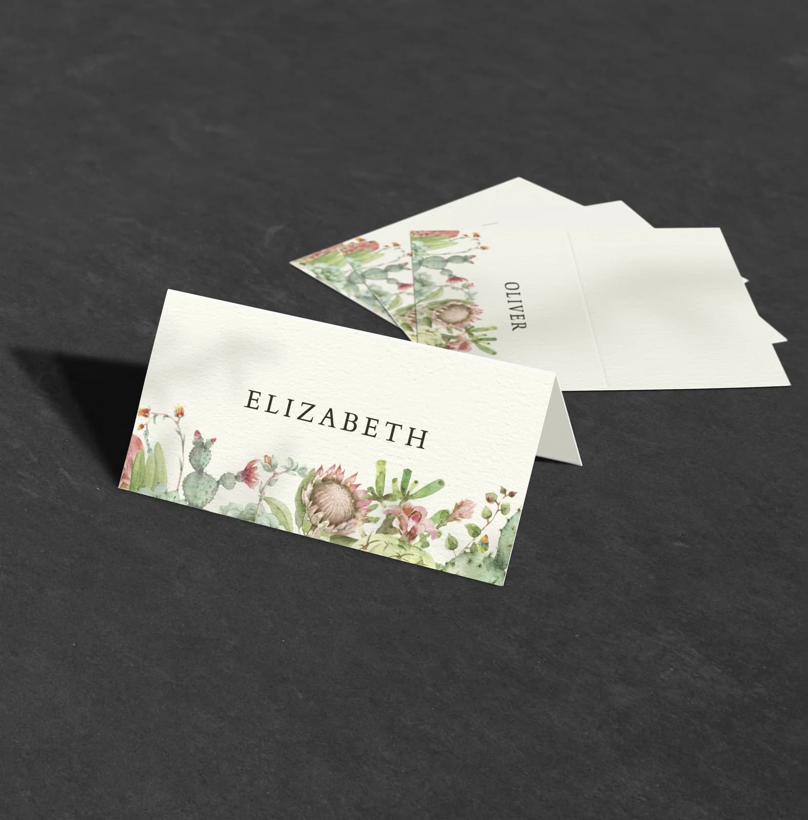 Succulents Place Card — on the day wedding stationery