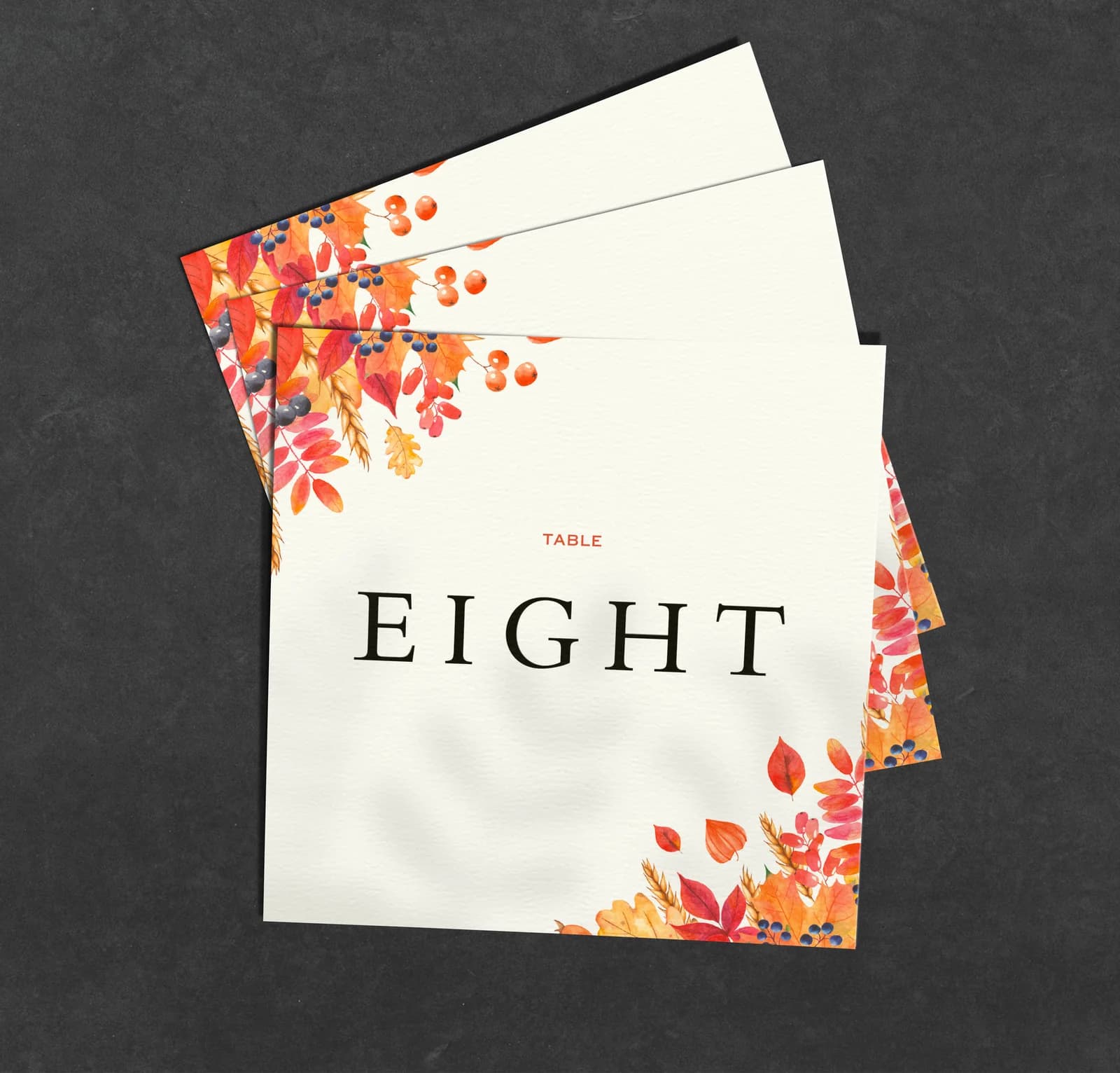Autumn Table Name Card — on the day wedding stationery