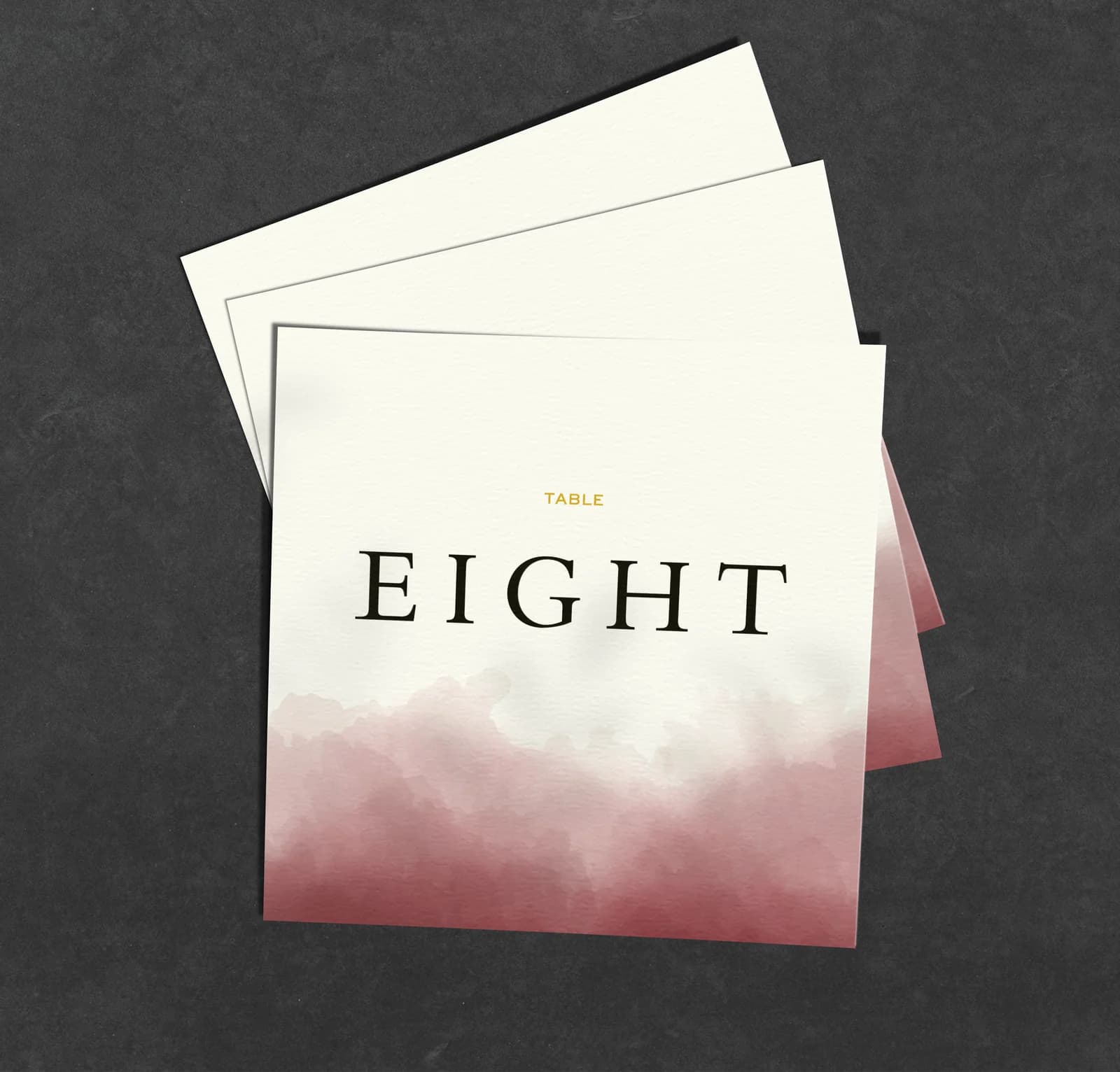 Burgundy Watercolour Table Name Card — on the day wedding stationery