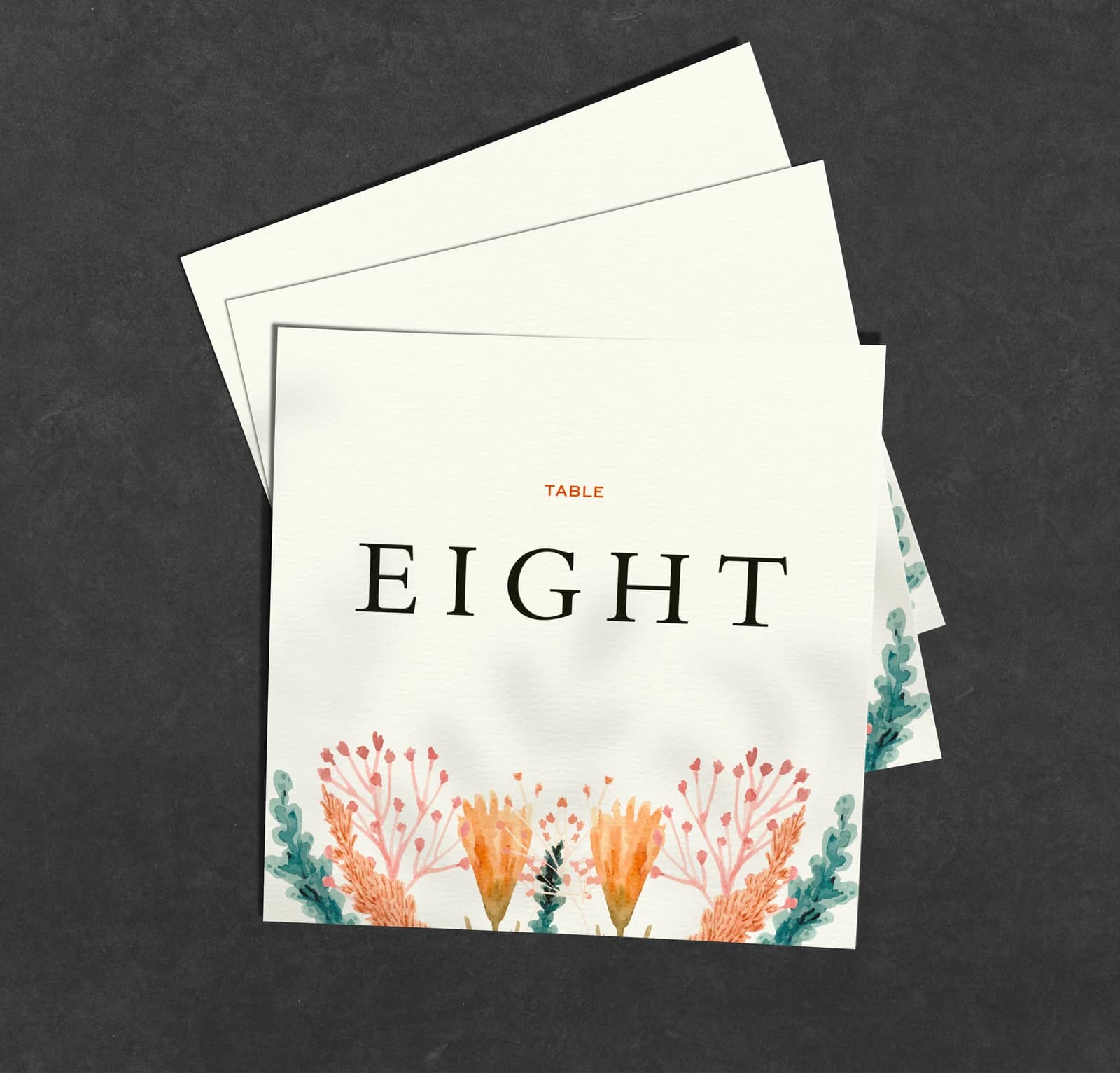 Fiery Table Name Card — on the day wedding stationery