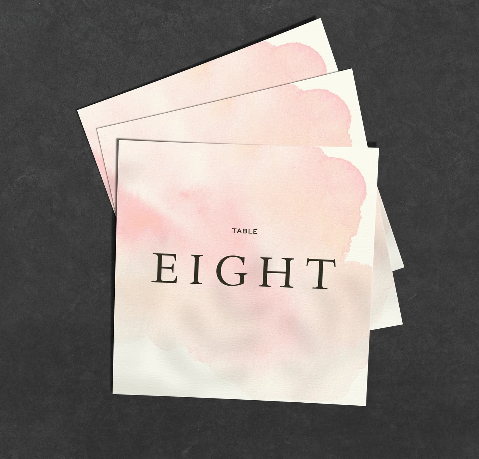 Pink Watercolour Table Name Card — on the day wedding stationery