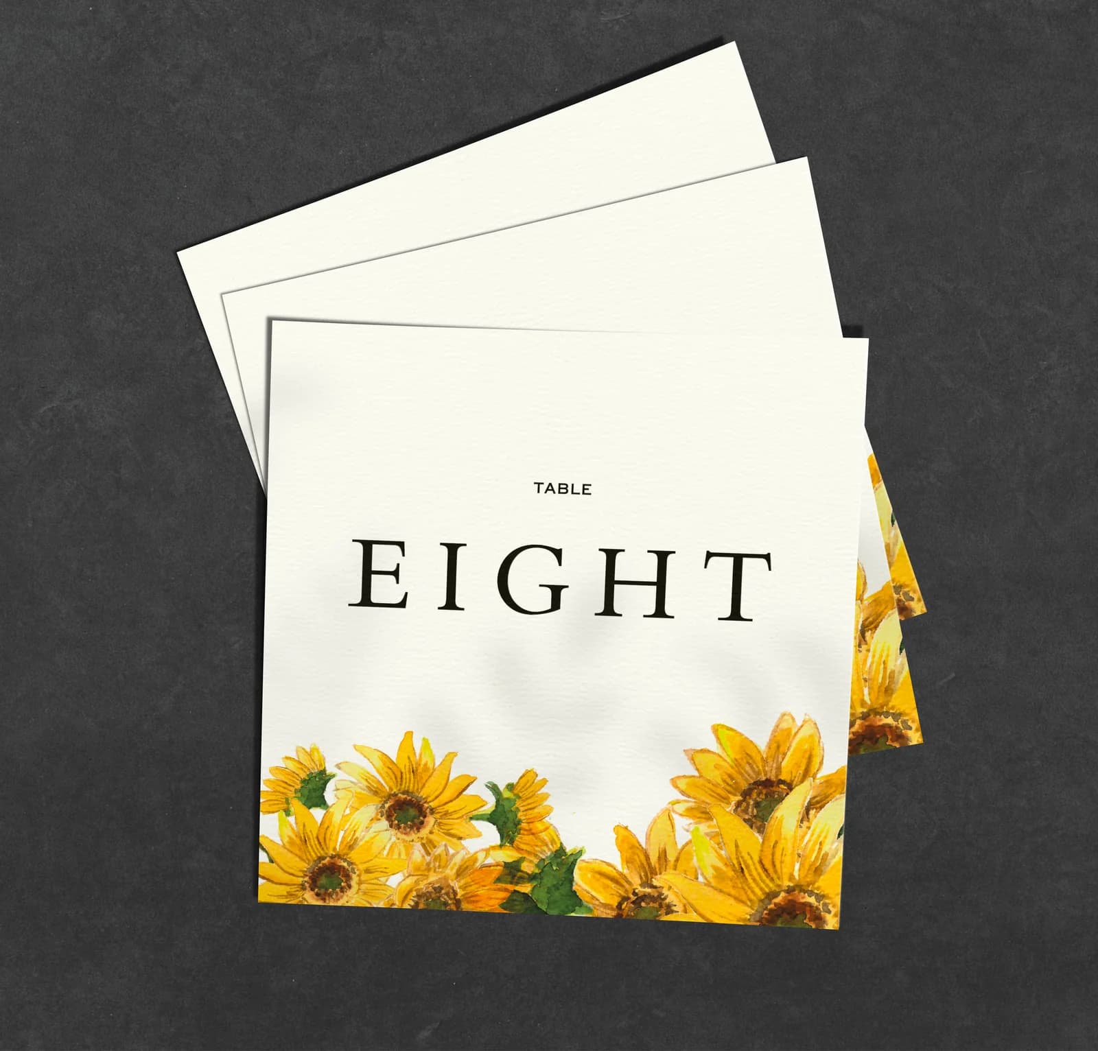 Sunflowers Table Name Card — on the day wedding stationery