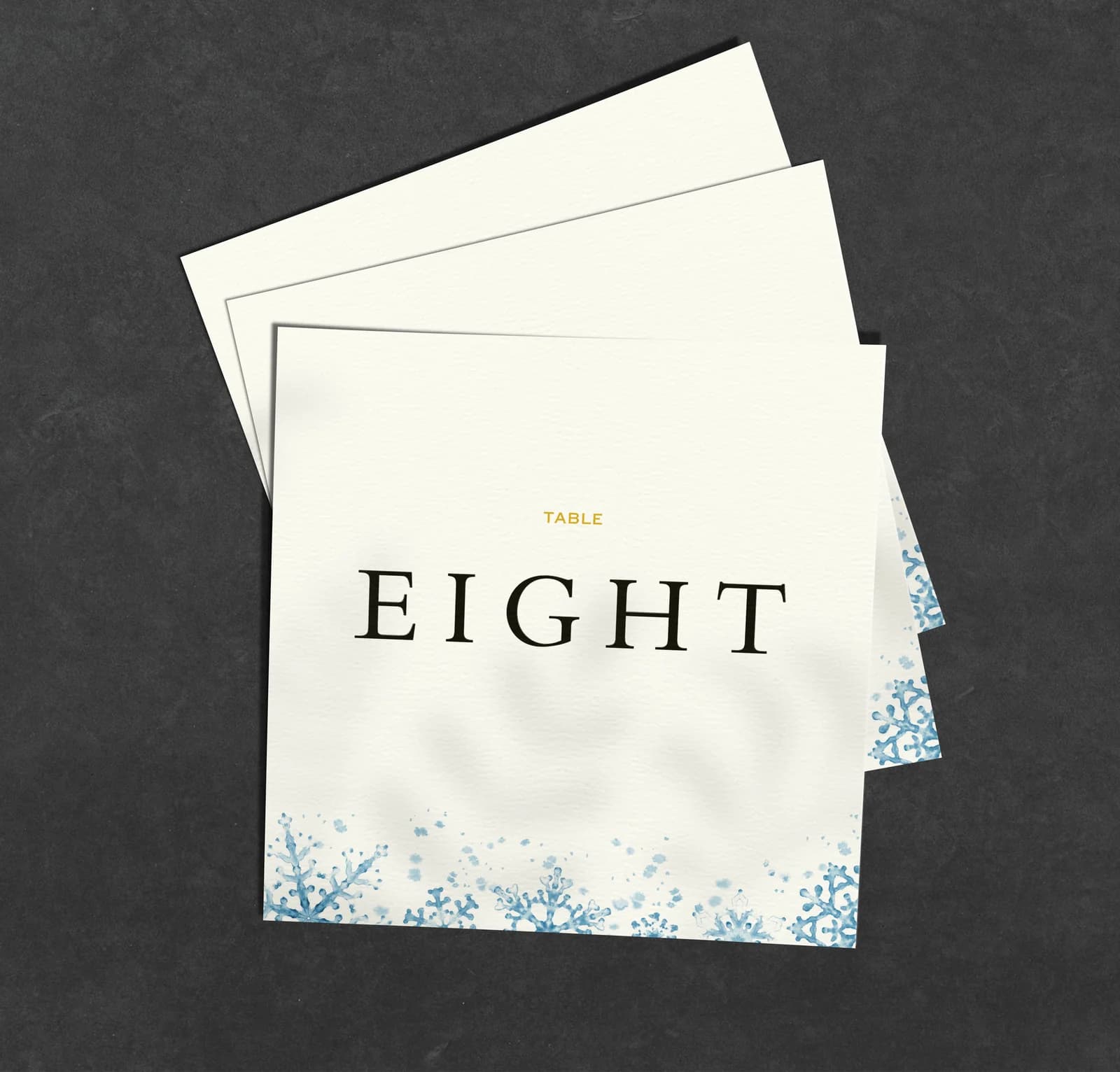 Winter Table Name Card — on the day wedding stationery