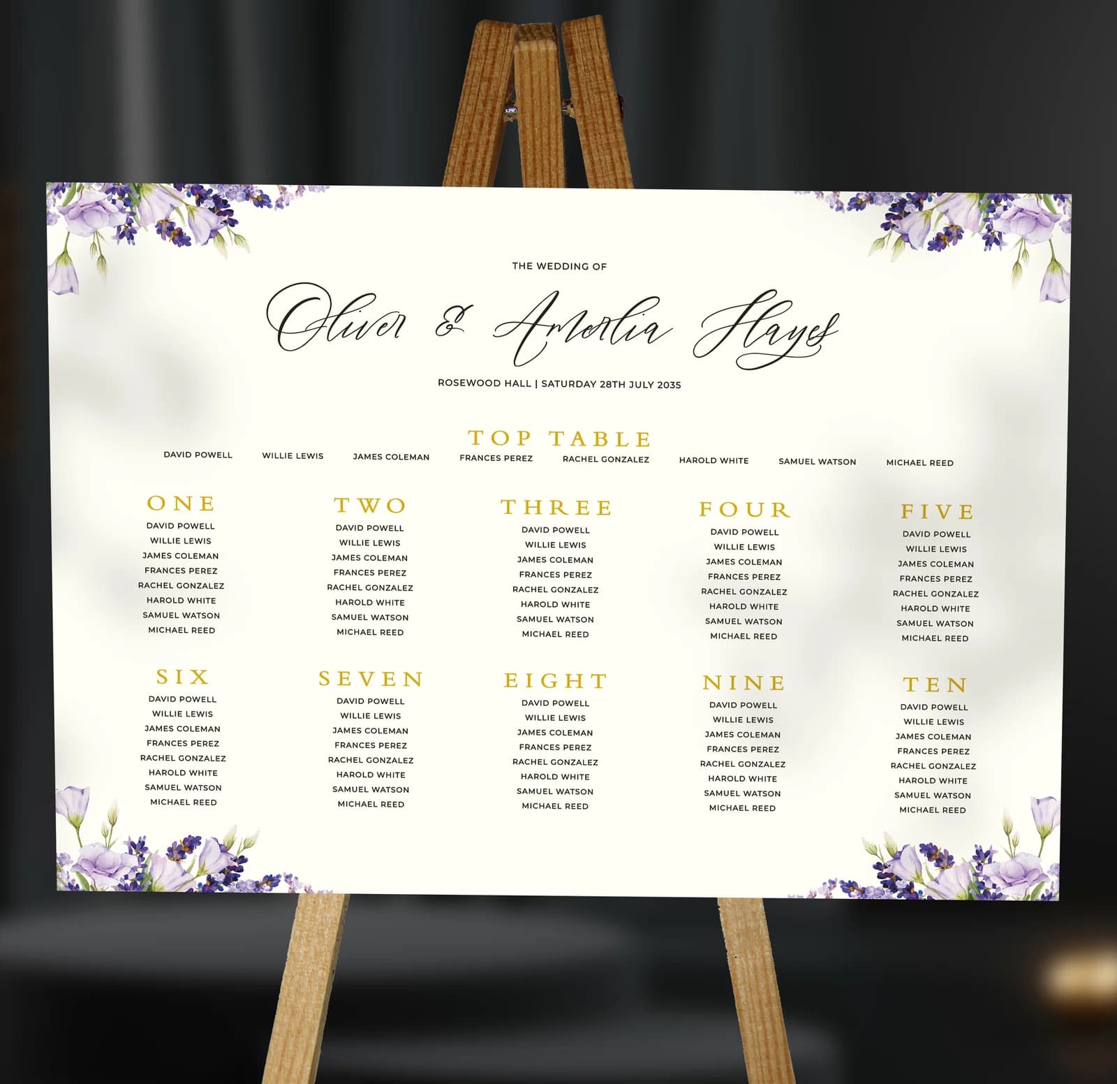 Lavender Table Plan