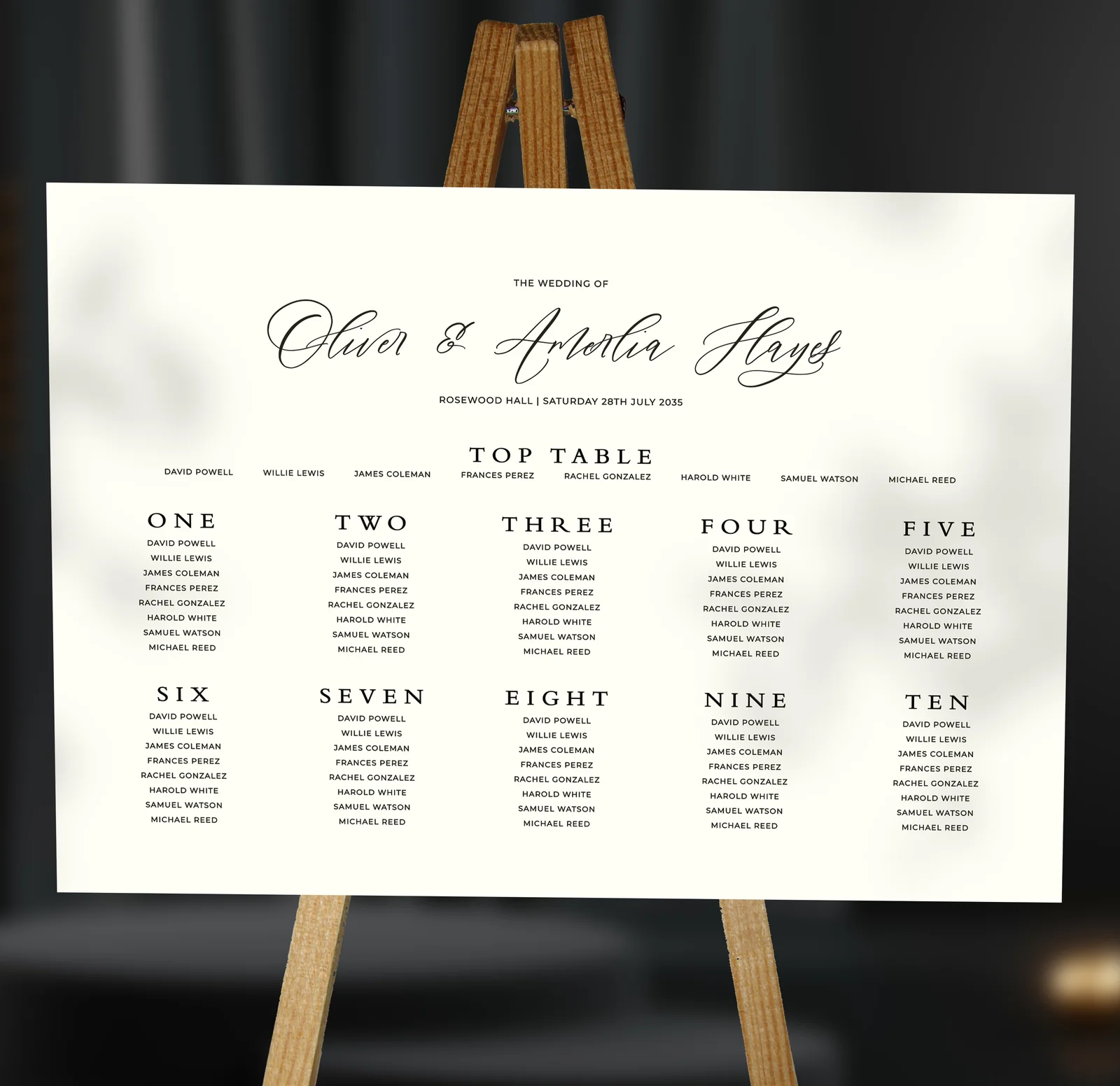 Minimalist Table Plan — on the day wedding stationery