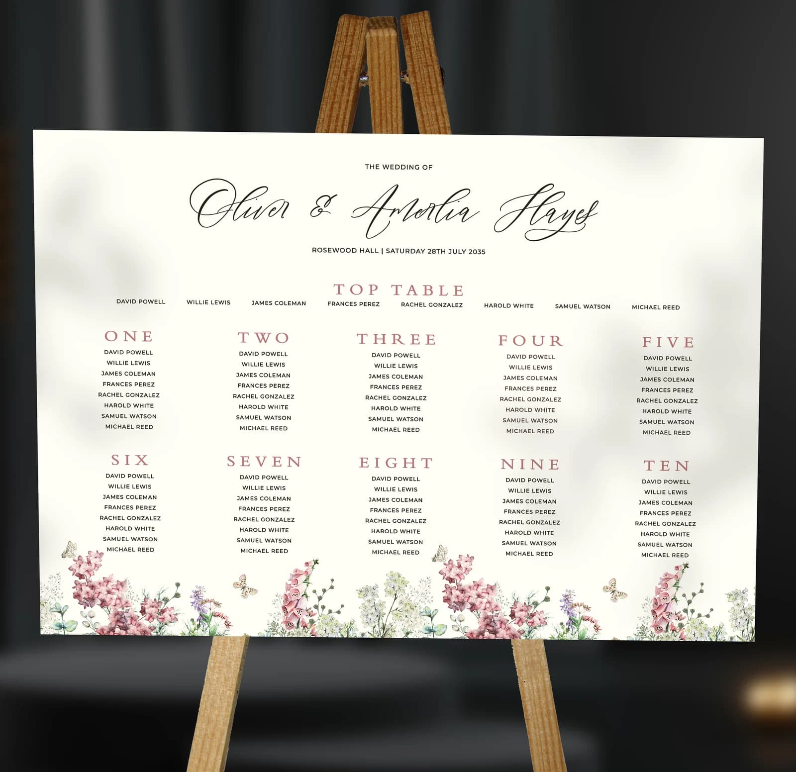 Wildflowers Table Plan — on the day wedding stationery
