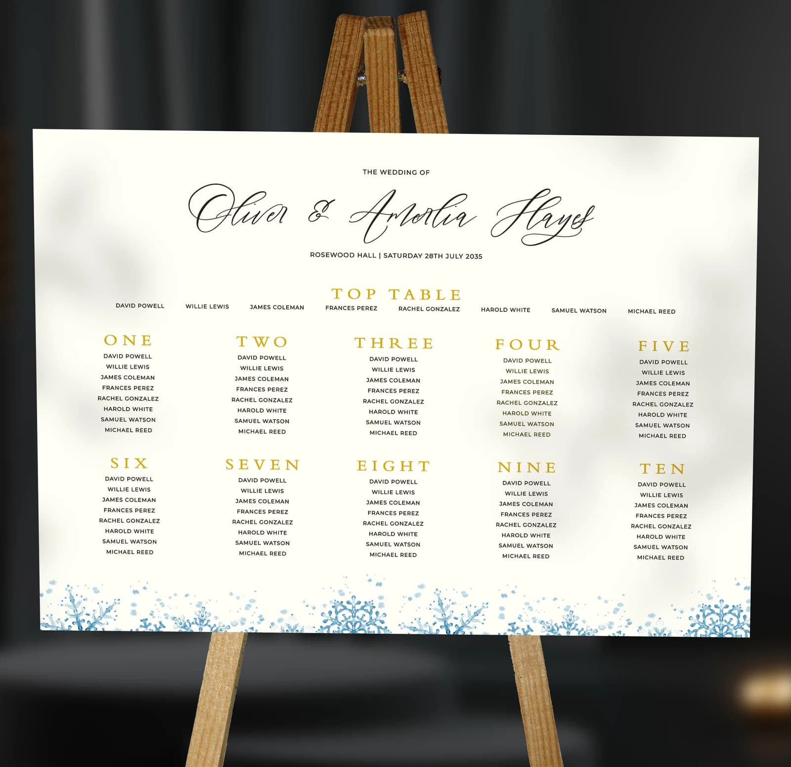 Winter Table Plan — on the day wedding stationery