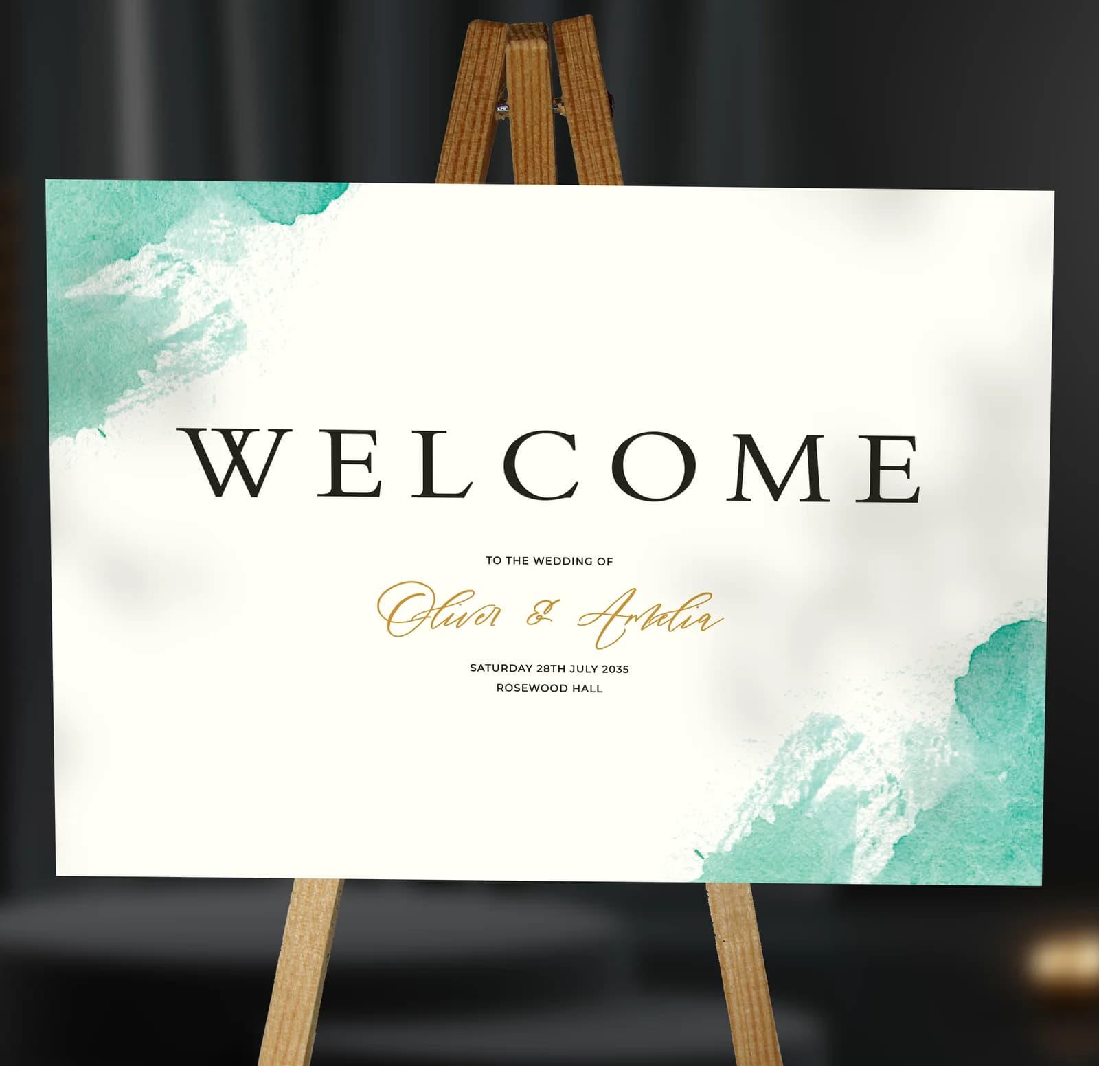 Green Watercolour Welcome Sign