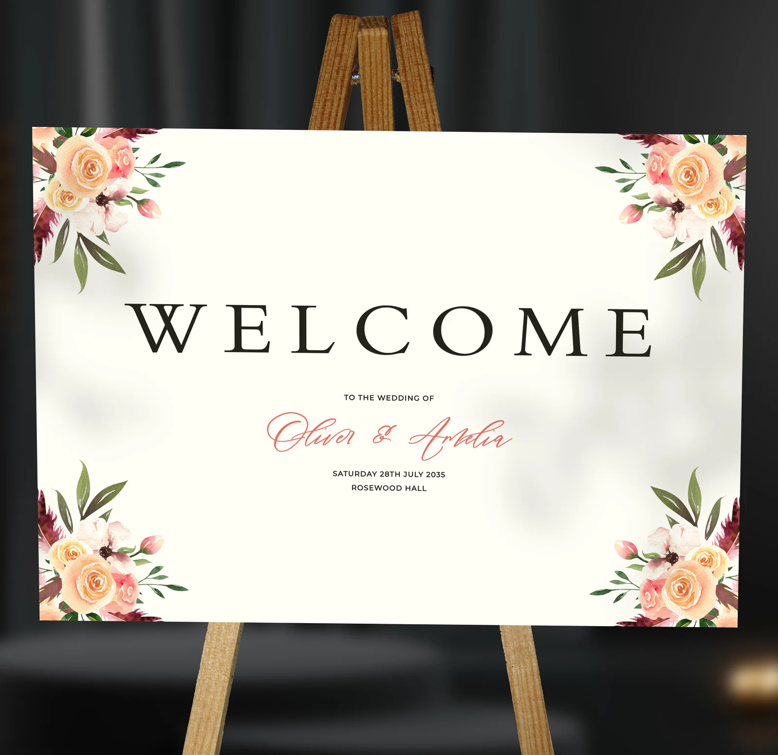 Rustic Floral Welcome Sign — on the day wedding stationery