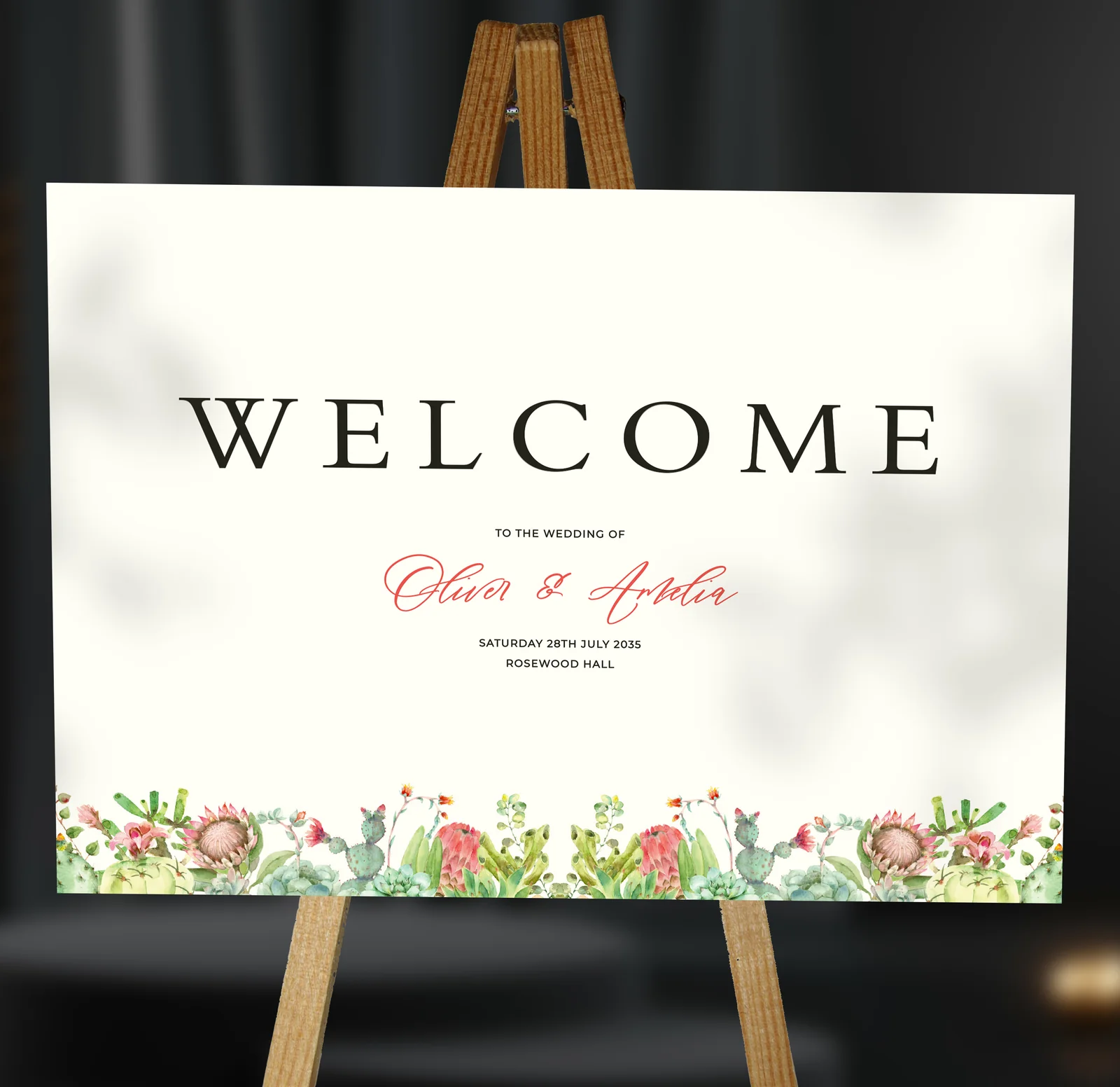 Succulents Welcome Sign — on the day wedding stationery