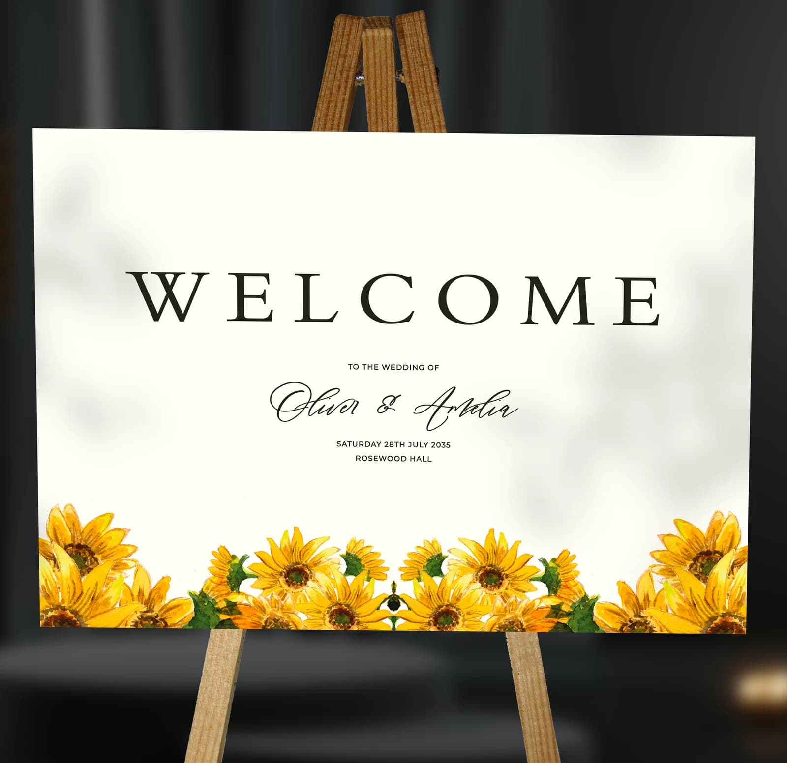 Sunflower Welcome Sign — on the day wedding stationery