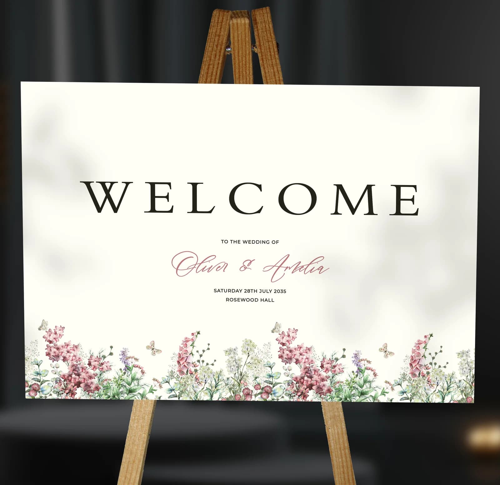 Wildflowers Welcome Sign — on the day wedding stationery