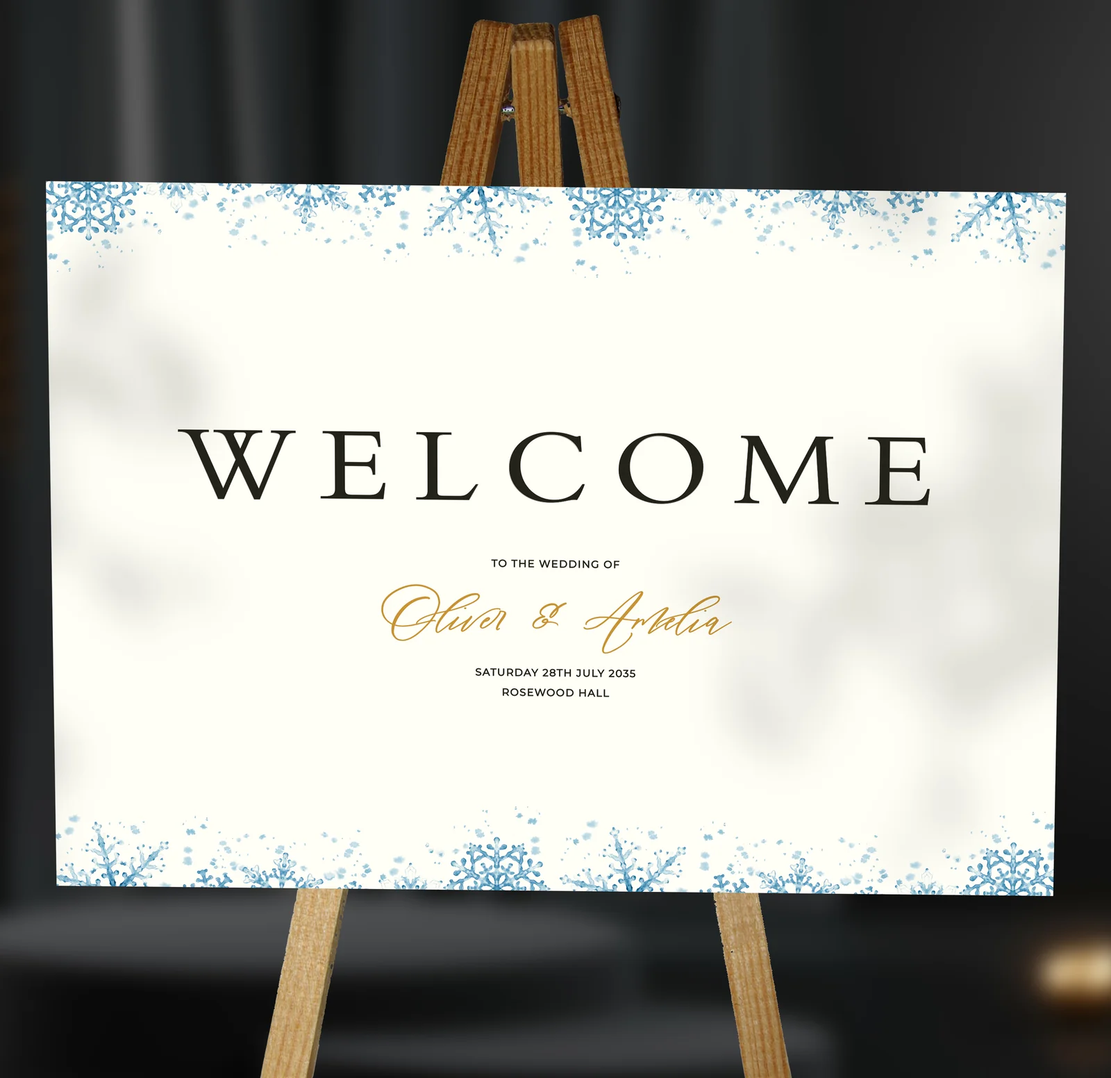 Winter Welcome Sign — on the day wedding stationery