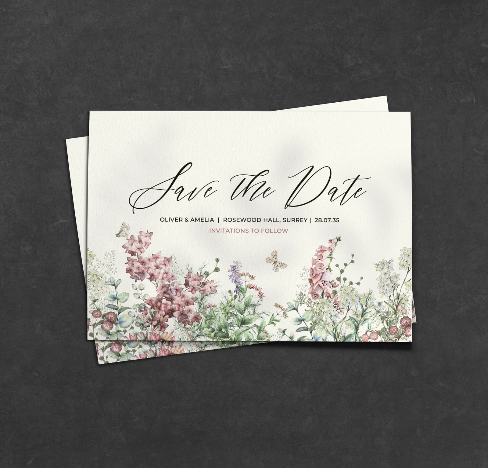 Wildflowers Save The Date — save the date wedding stationery