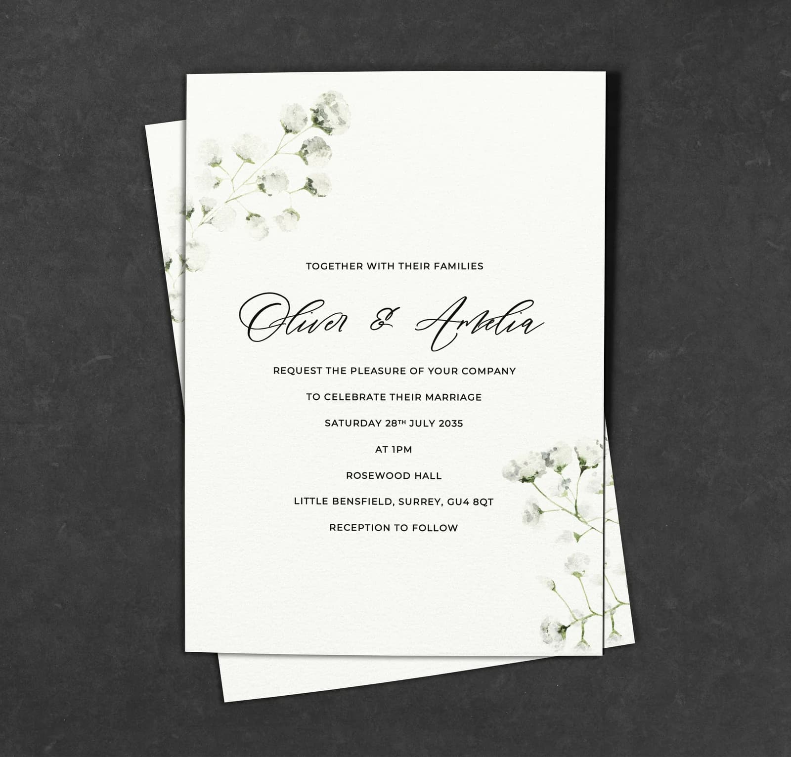 Baby's Breath Invitation — invitation wedding stationery