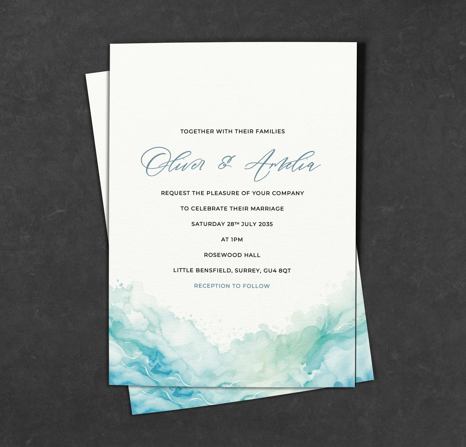 Blue Ocean Watercolour Invitation