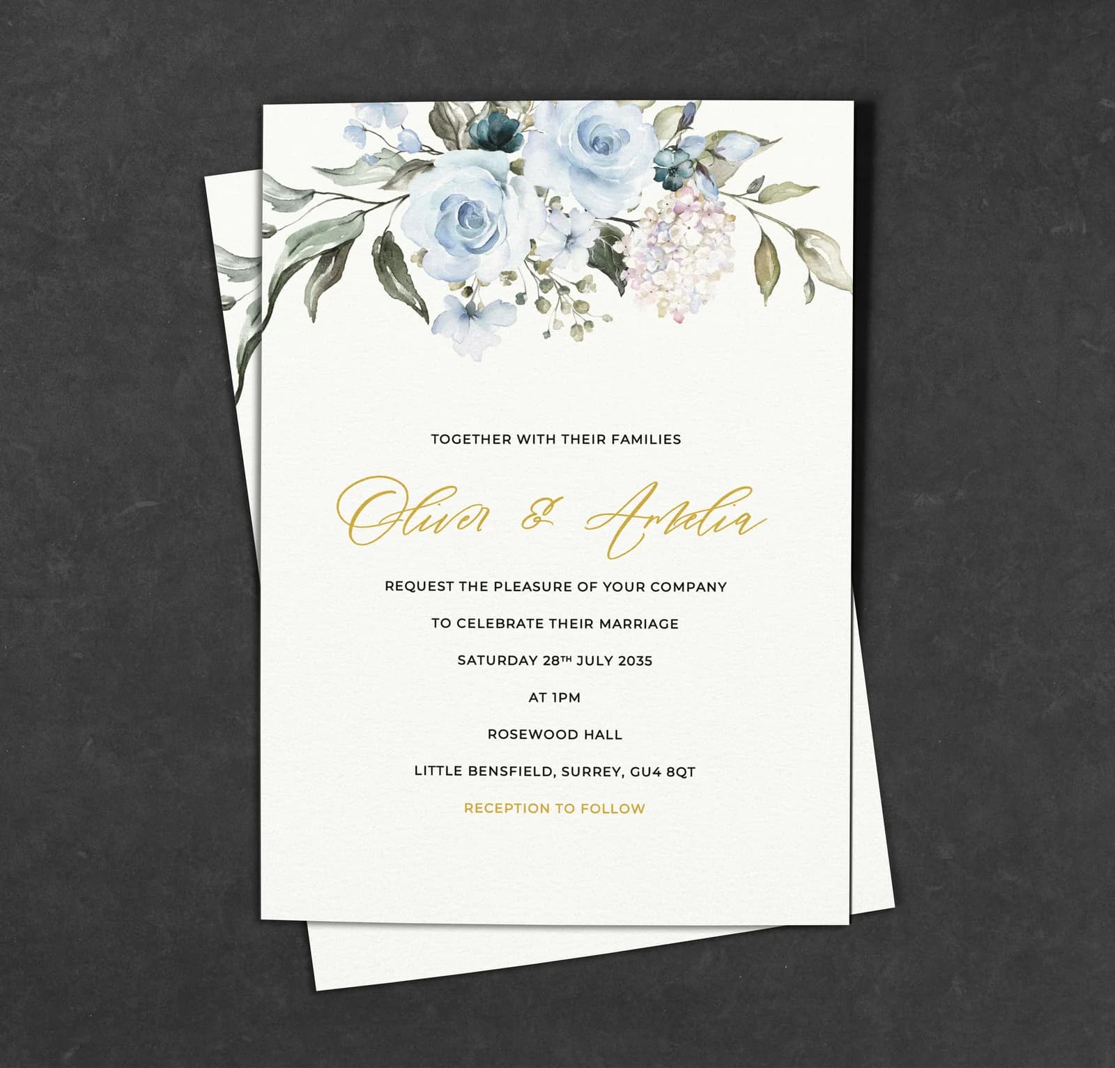 Blue Roses Invitation