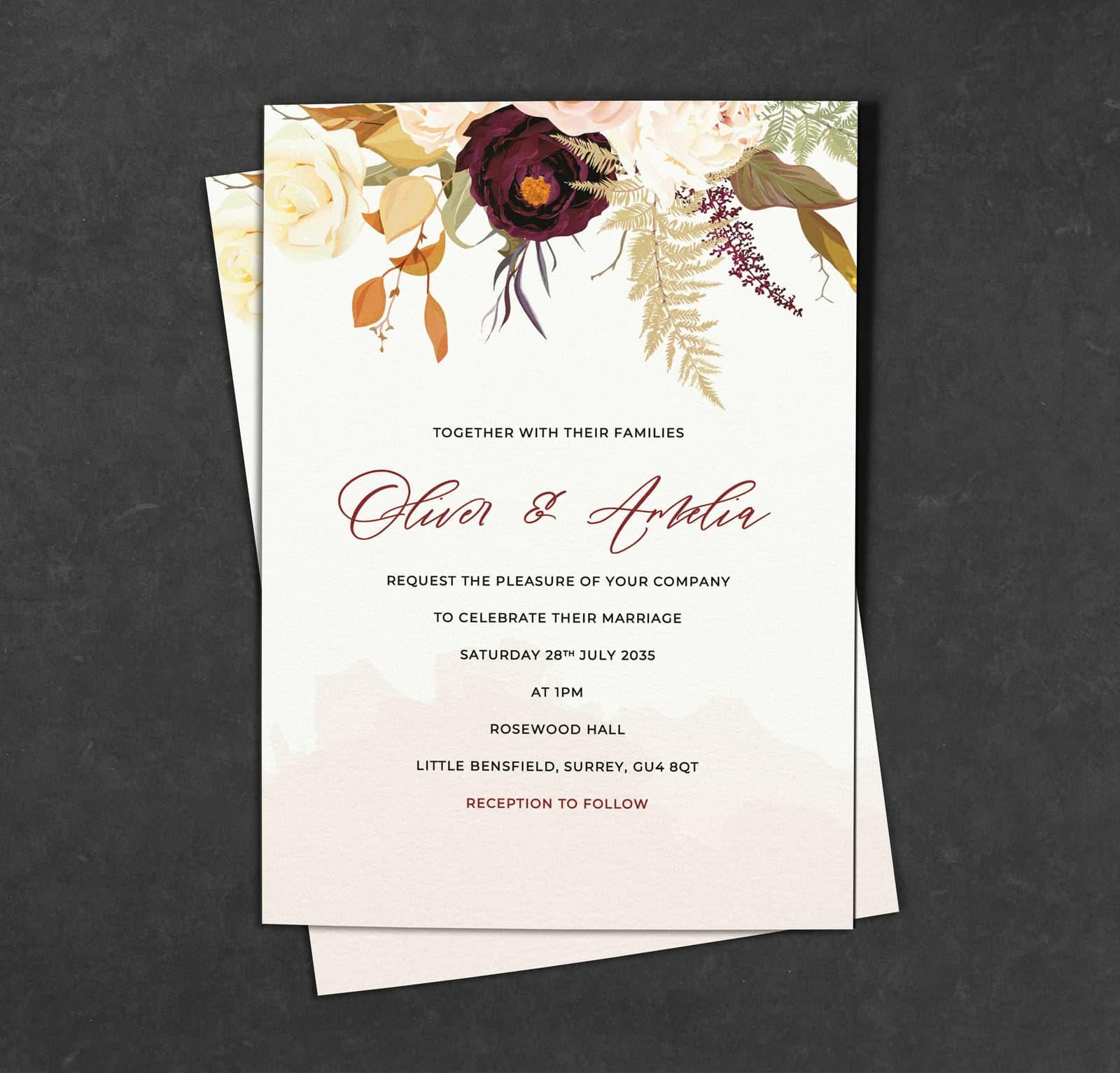 Dried Flowers Invitation — invitation wedding stationery