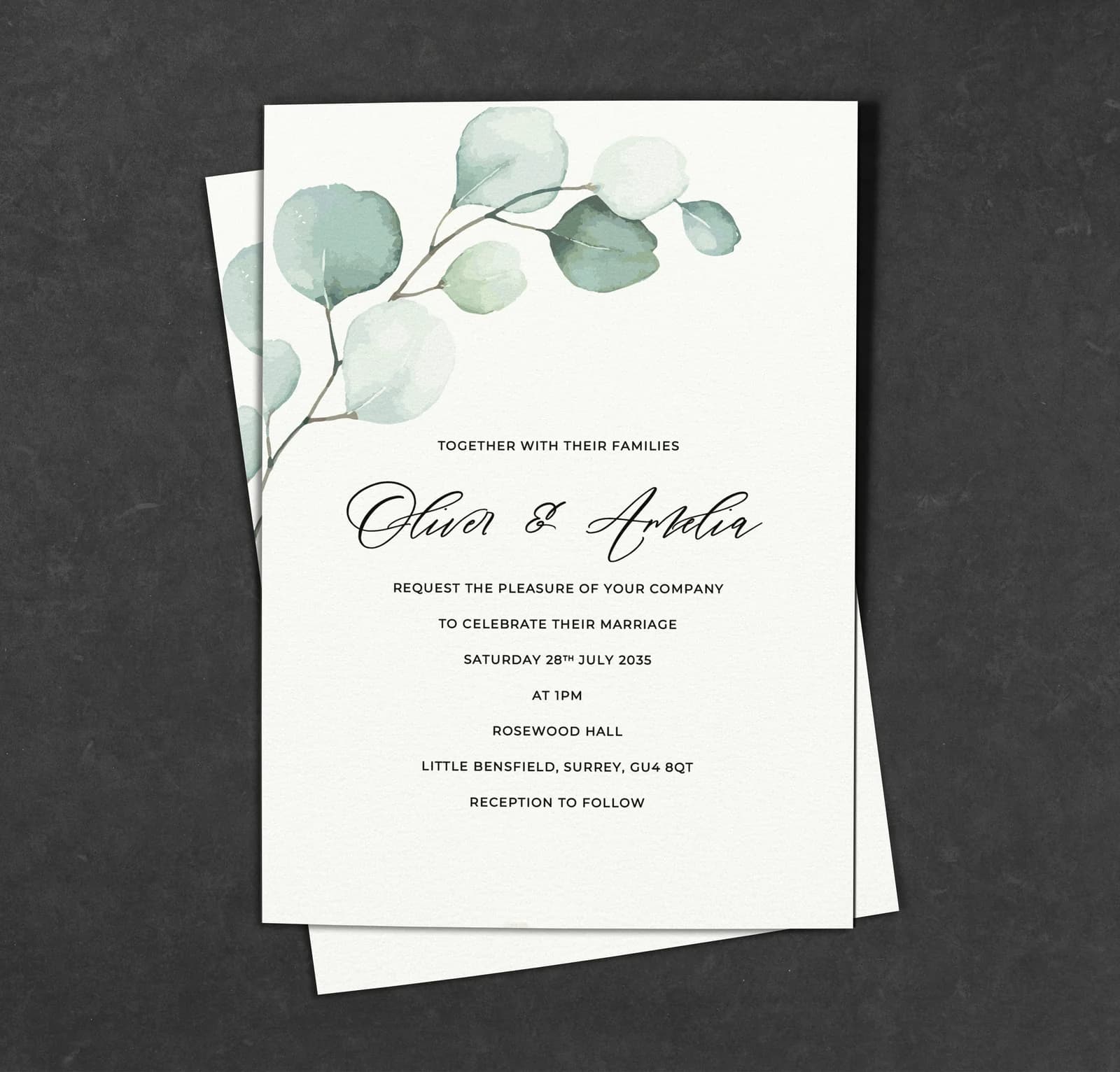 Eucalyptus Invitation — invitation wedding stationery