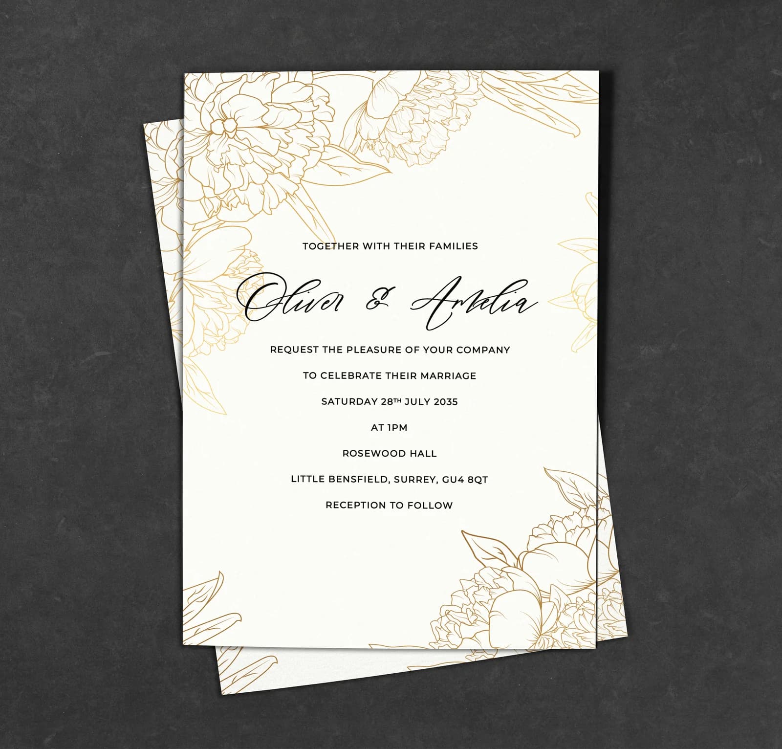Gold Floral Invitation