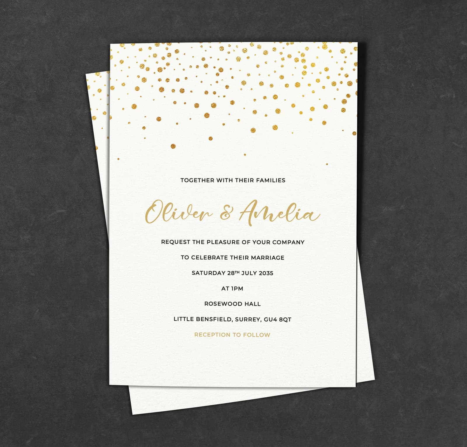 Gold Spots Invitation — invitation wedding stationery