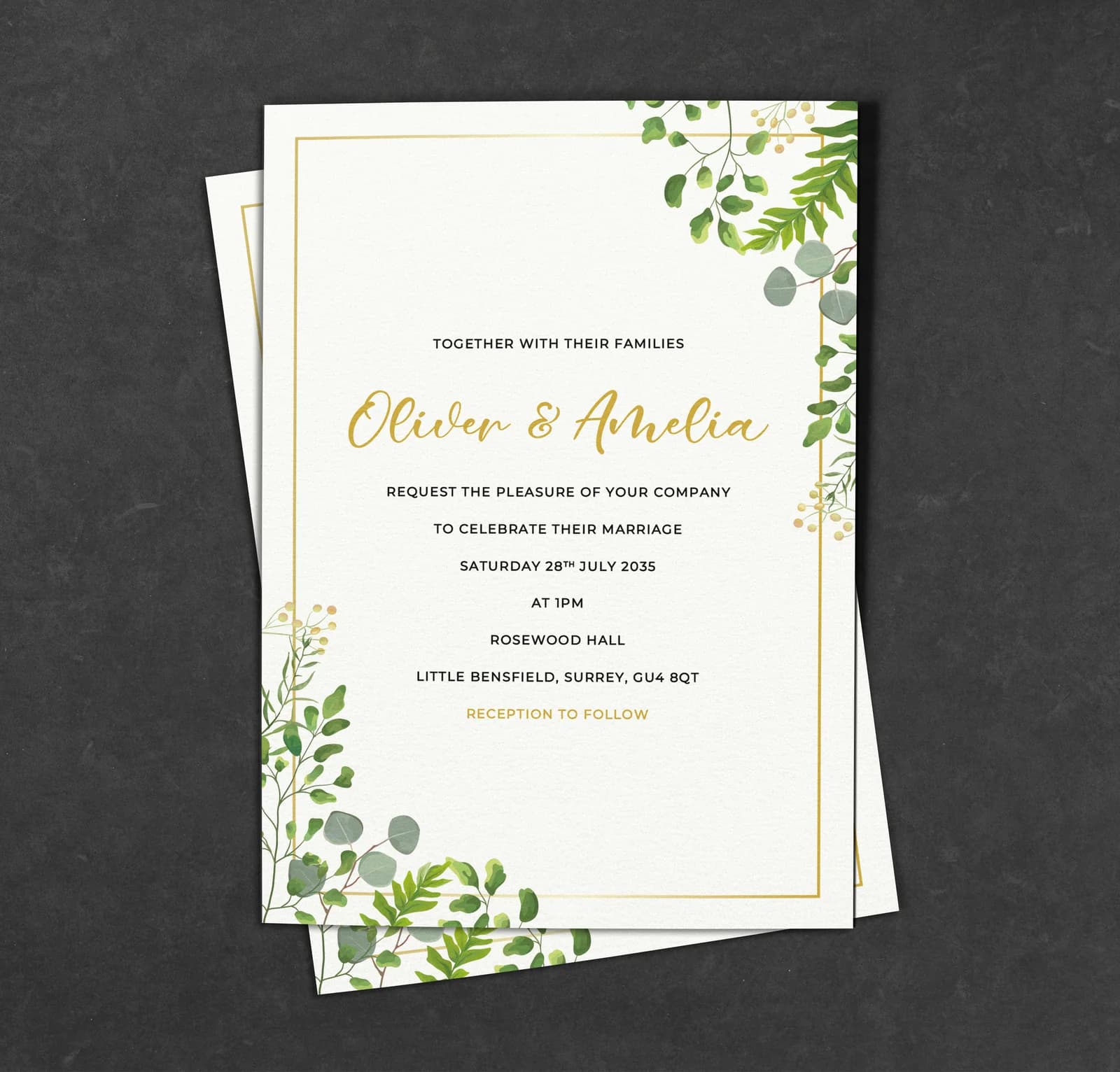 Greenery Eucalyptus Invitation — invitation wedding stationery