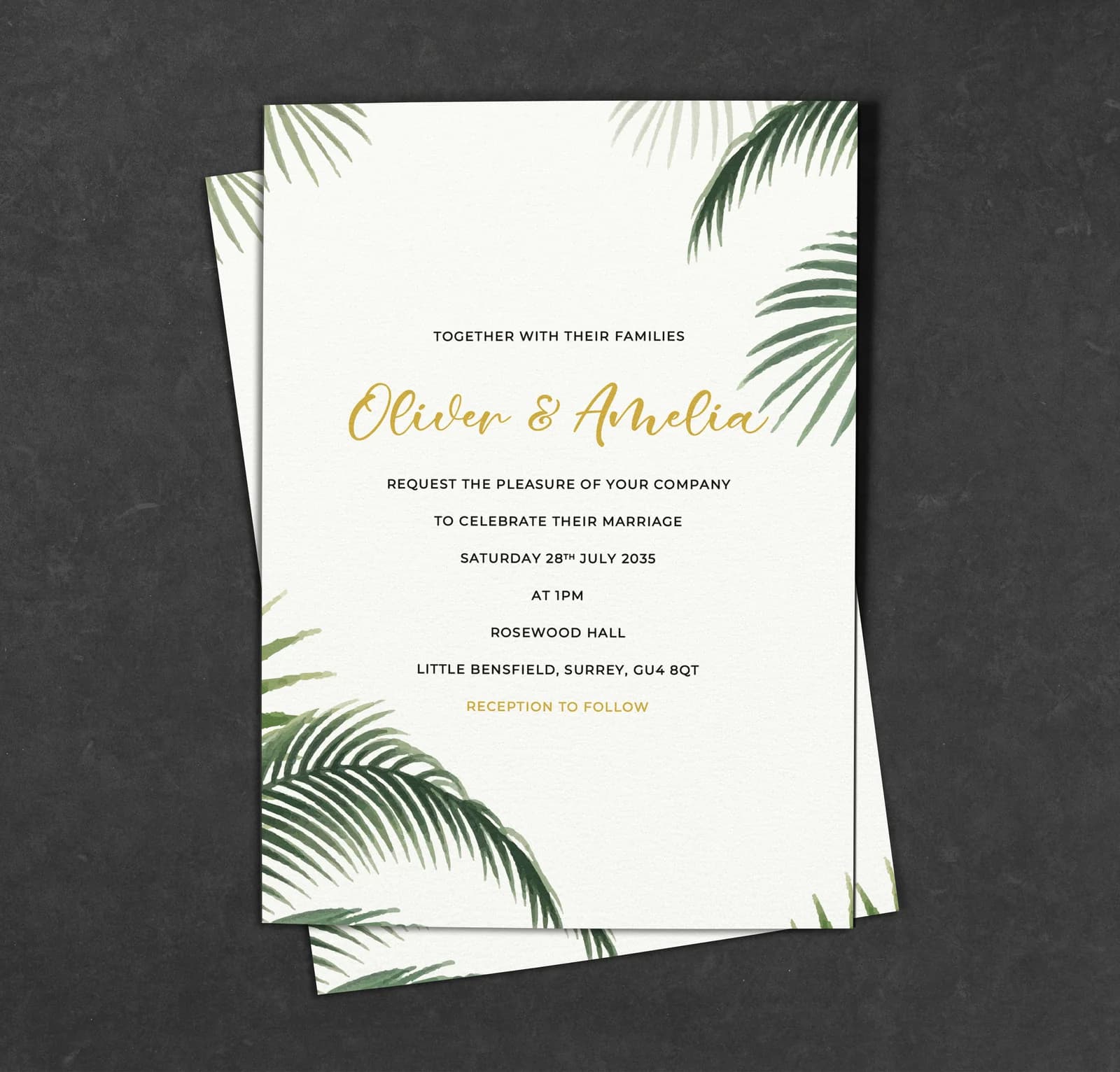 Palm Invitation — invitation wedding stationery