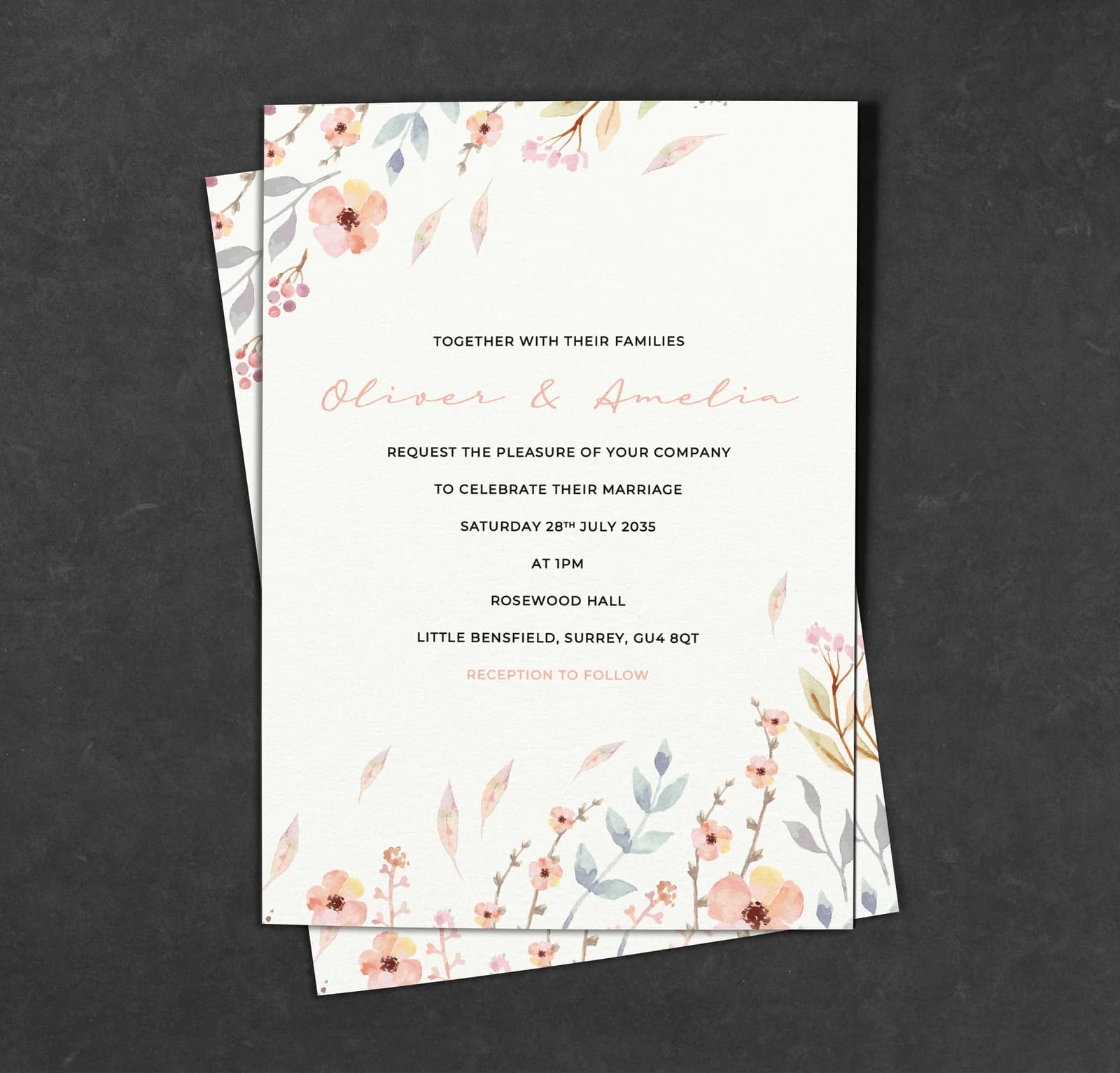 Peach Floral Invitation